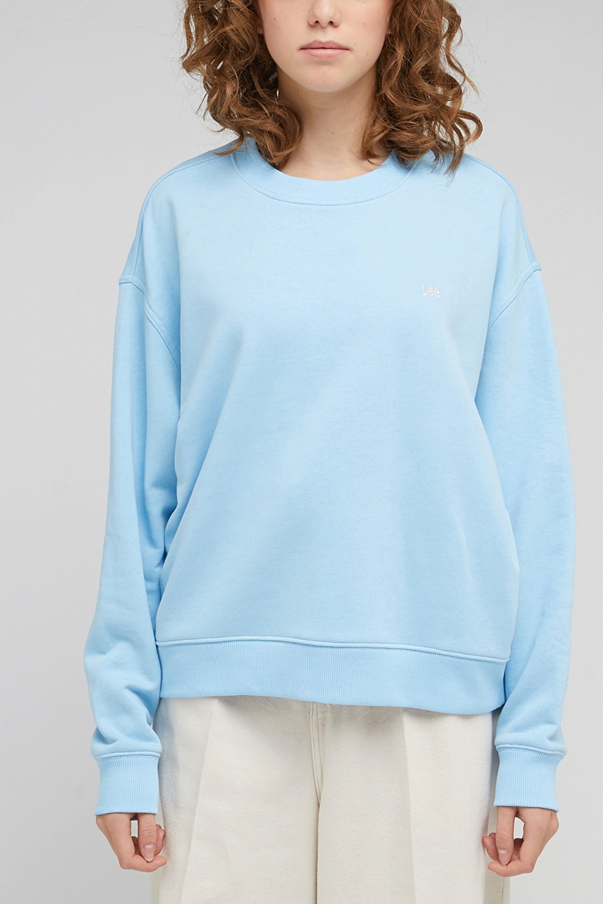 Regular Fit Normal Kesim Bisklet Yaka Mavi Sweatshirt