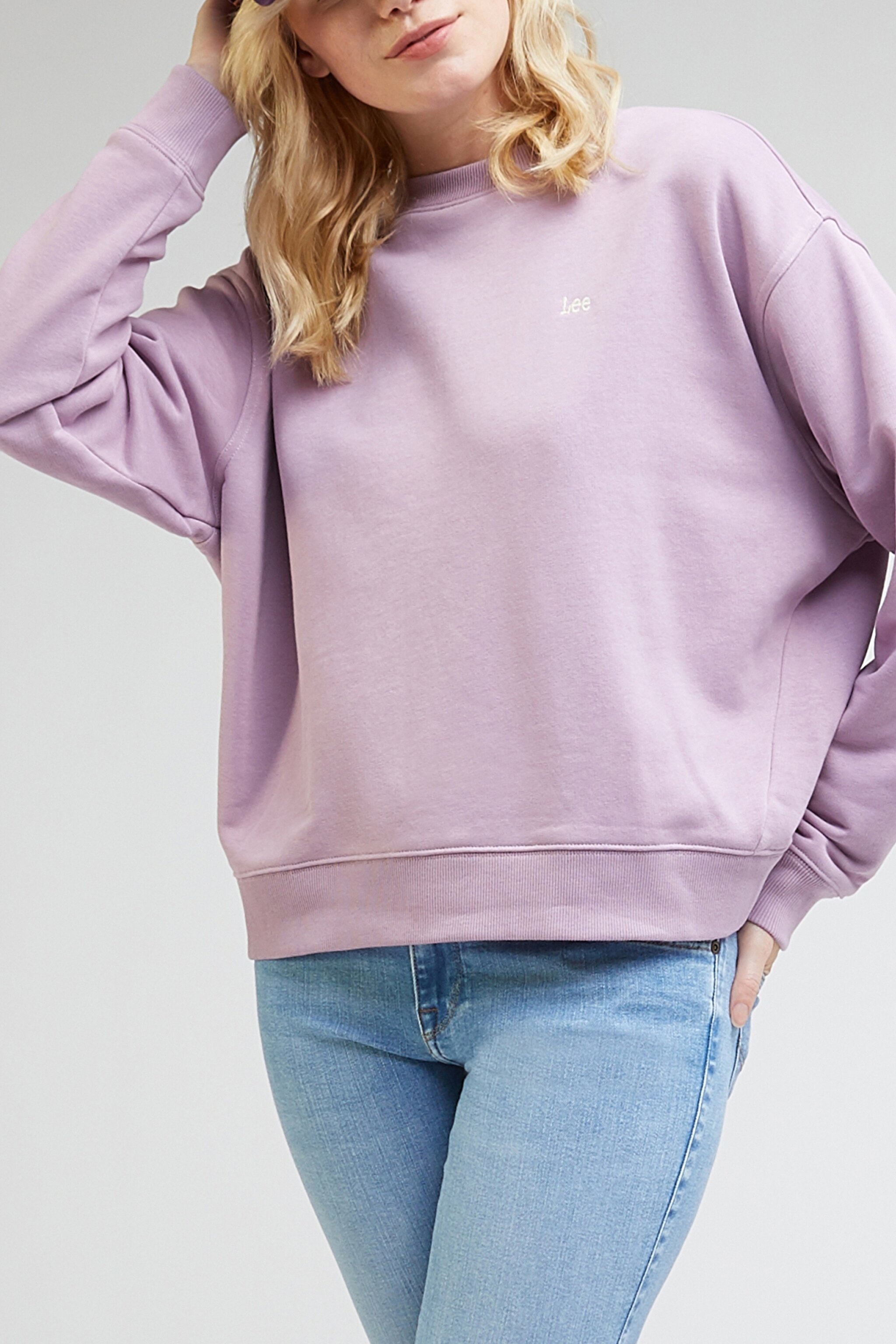 Regular Fit Normal Kesim Bisiklet Yaka Mor Sweatshirt