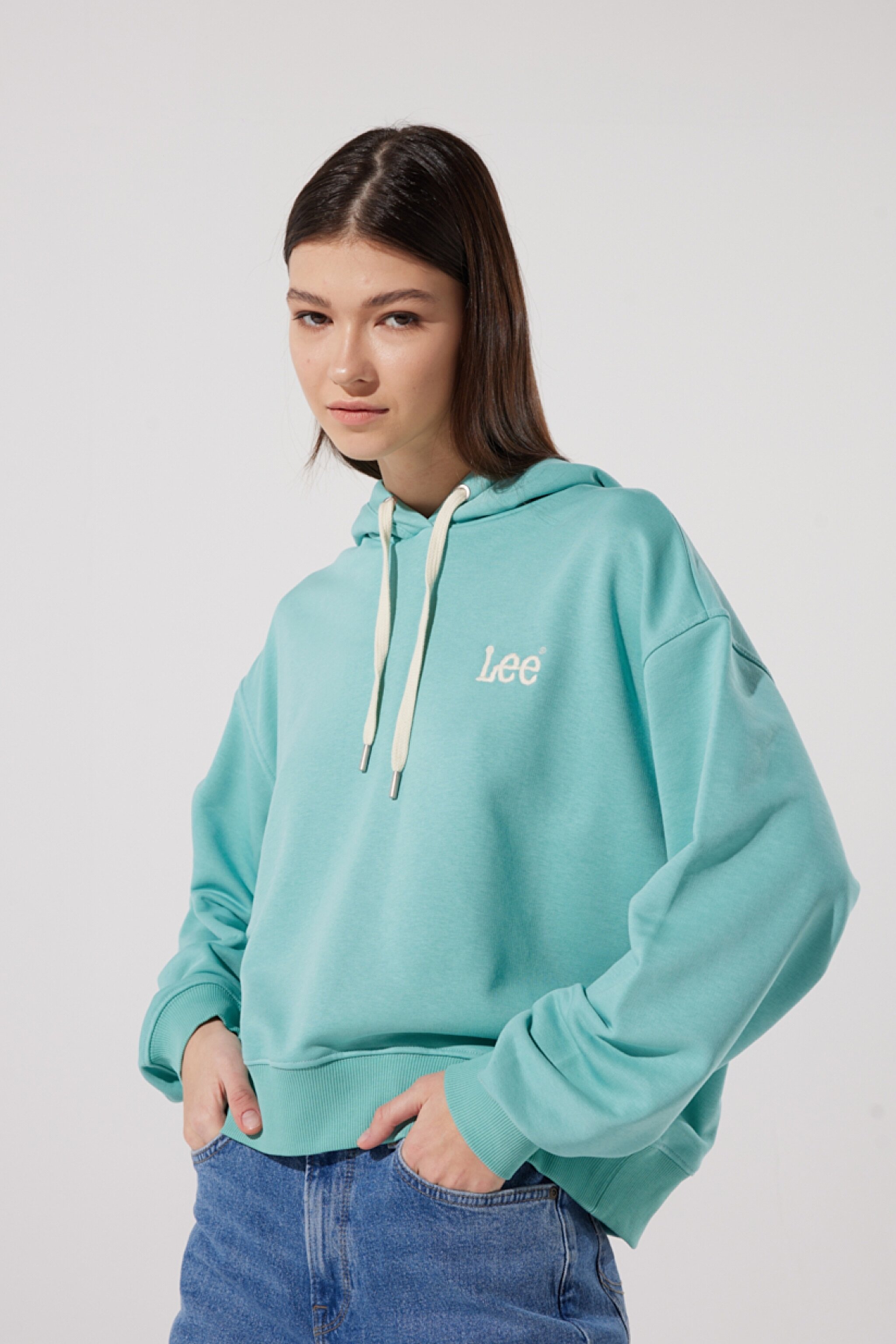 Loose Fit Rahat Kesim Kapüşonlu Yaka Yeşil Sweatshirt
