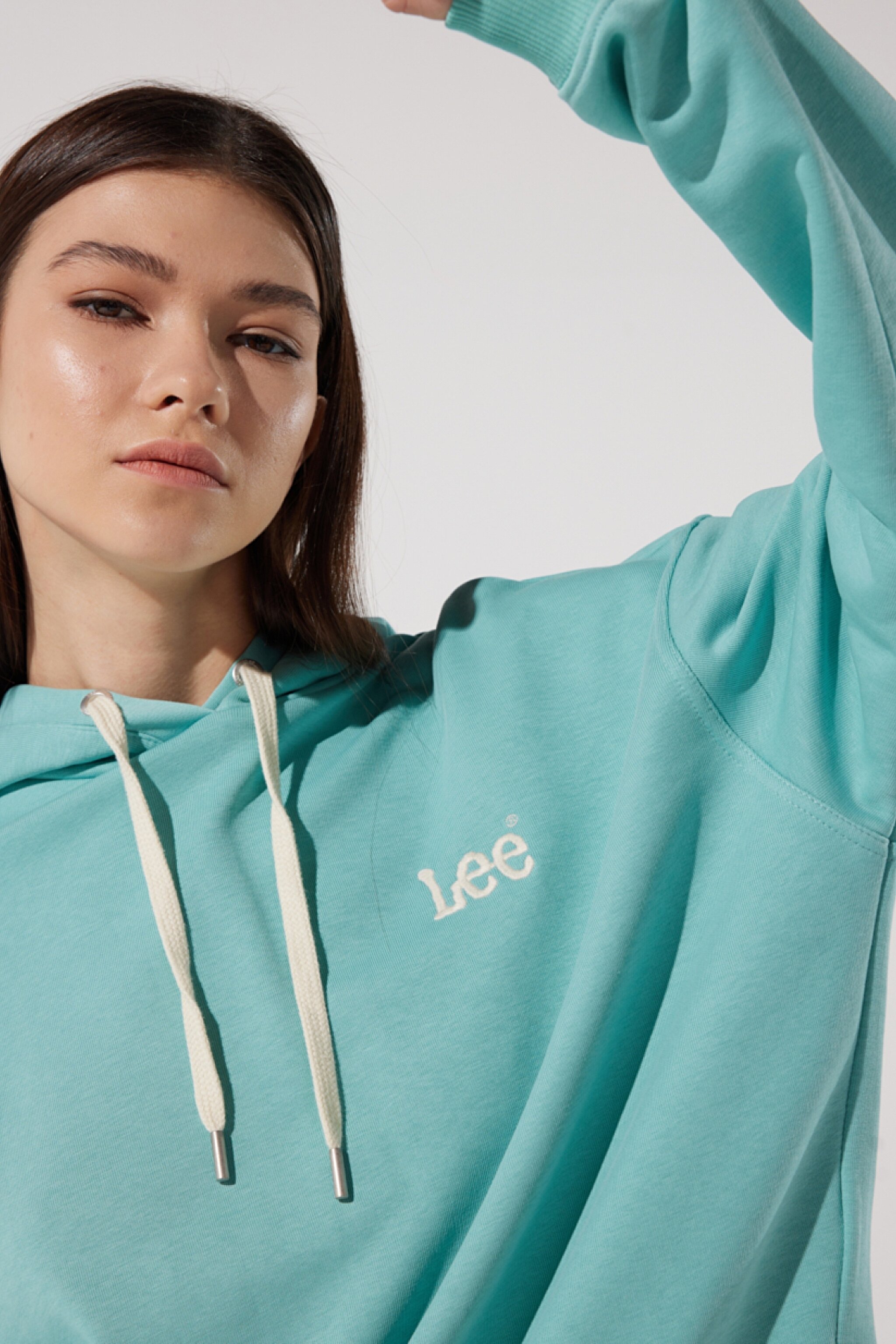 Loose Fit Rahat Kesim Kapüşonlu Yaka Yeşil Sweatshirt - Dusty Jade-L53PSR41 (görsel 2)