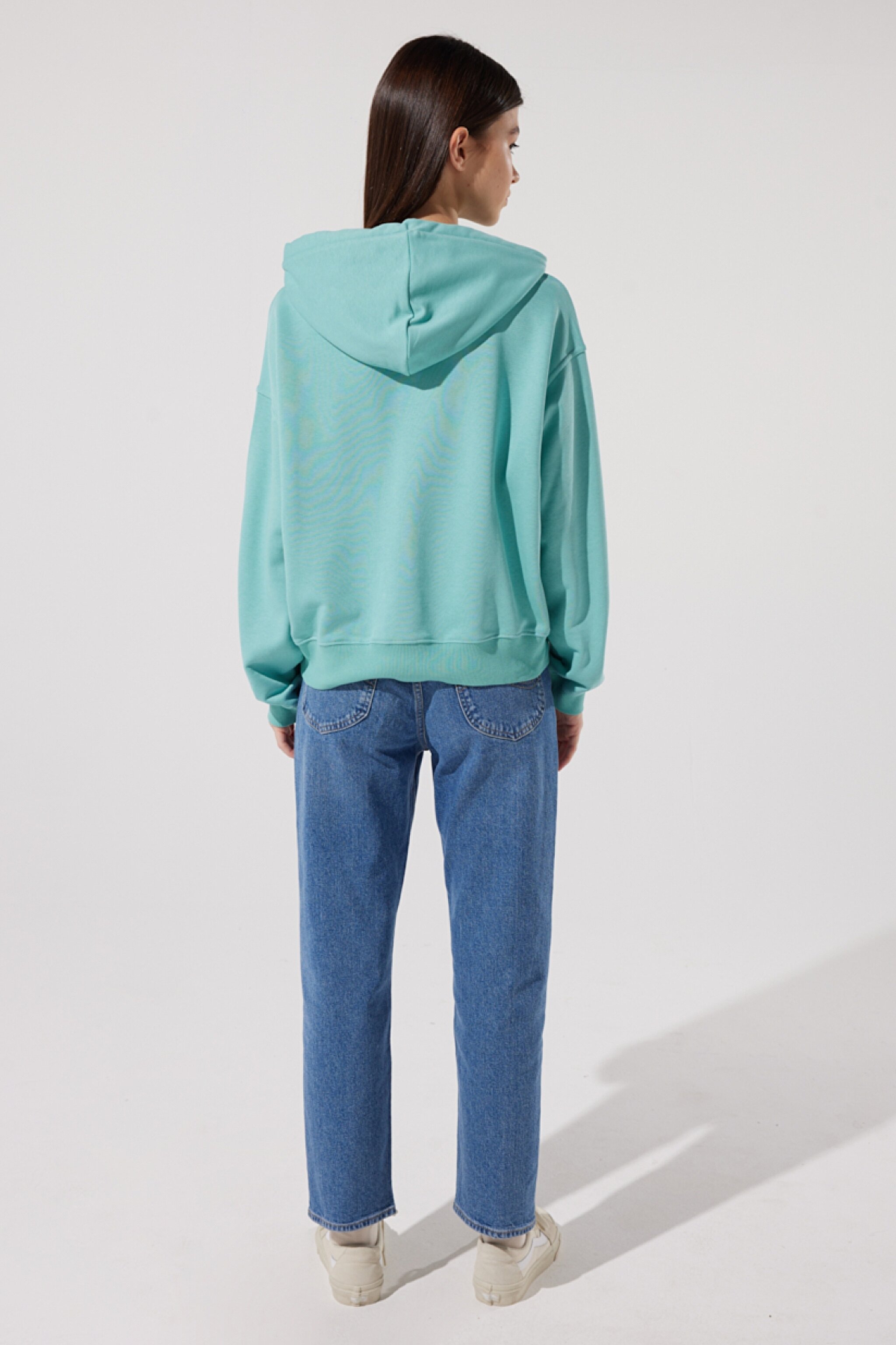 Loose Fit Rahat Kesim Kapüşonlu Yaka Yeşil Sweatshirt - Dusty Jade-L53PSR41 (görsel 7)