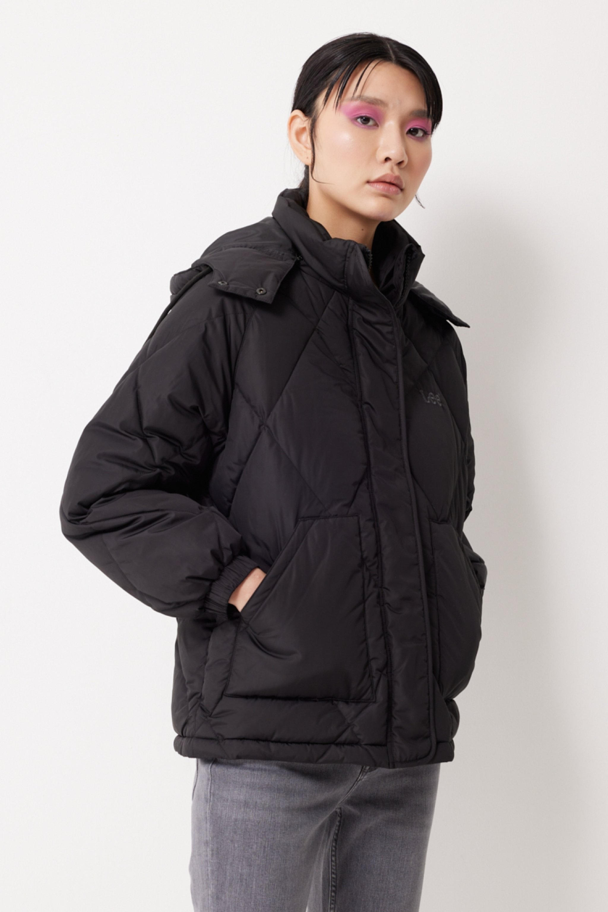 Regular Fit Normal Kesim Kapüşonlu Şişme Mont - Charcoal-L55LEV30 (görsel 2)