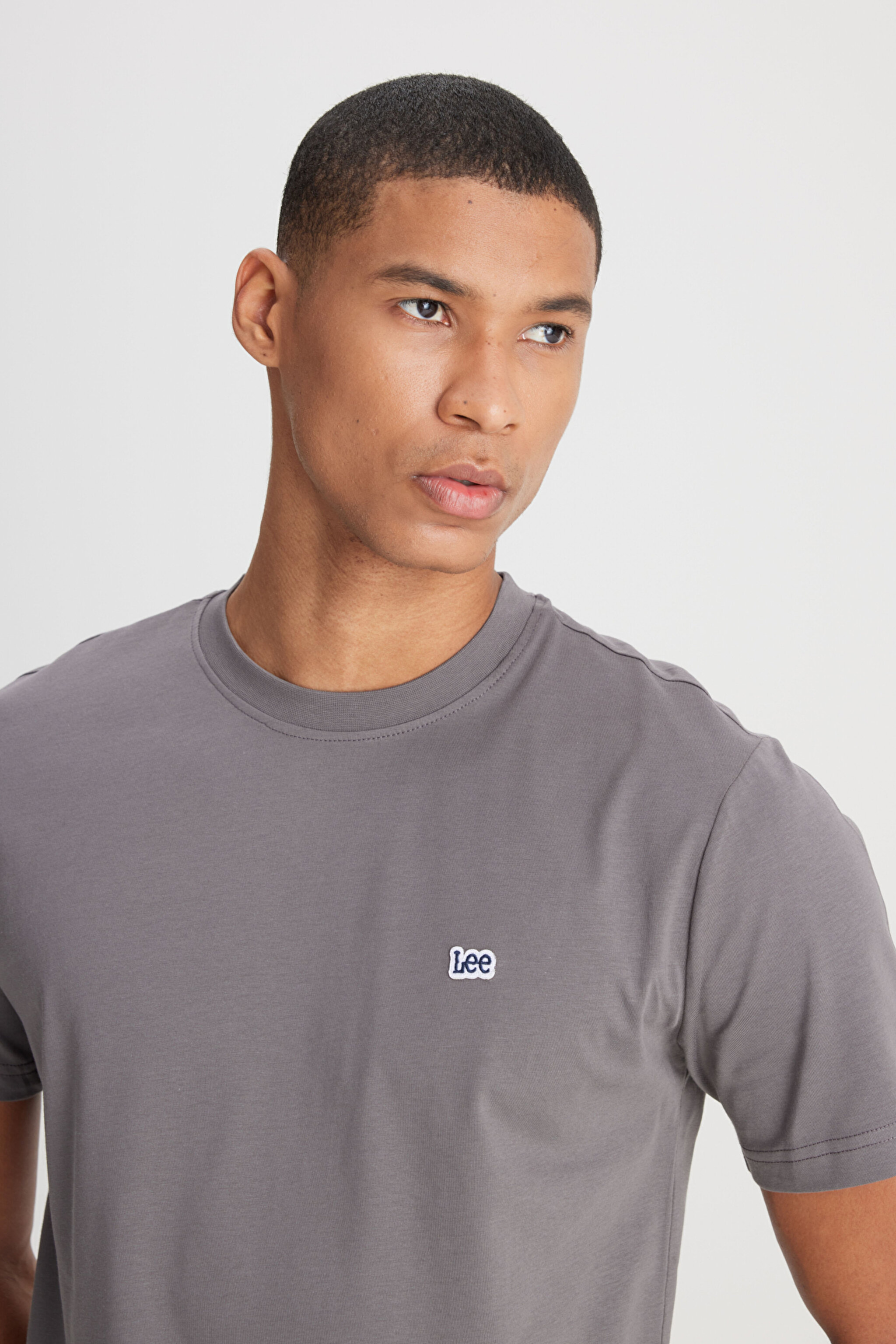 Regular Fit Normal Kesim Bisiklet Yaka %100 Pamuk Antrasit Tişört - Anthracite-L60UFQ003 (görsel 5)
