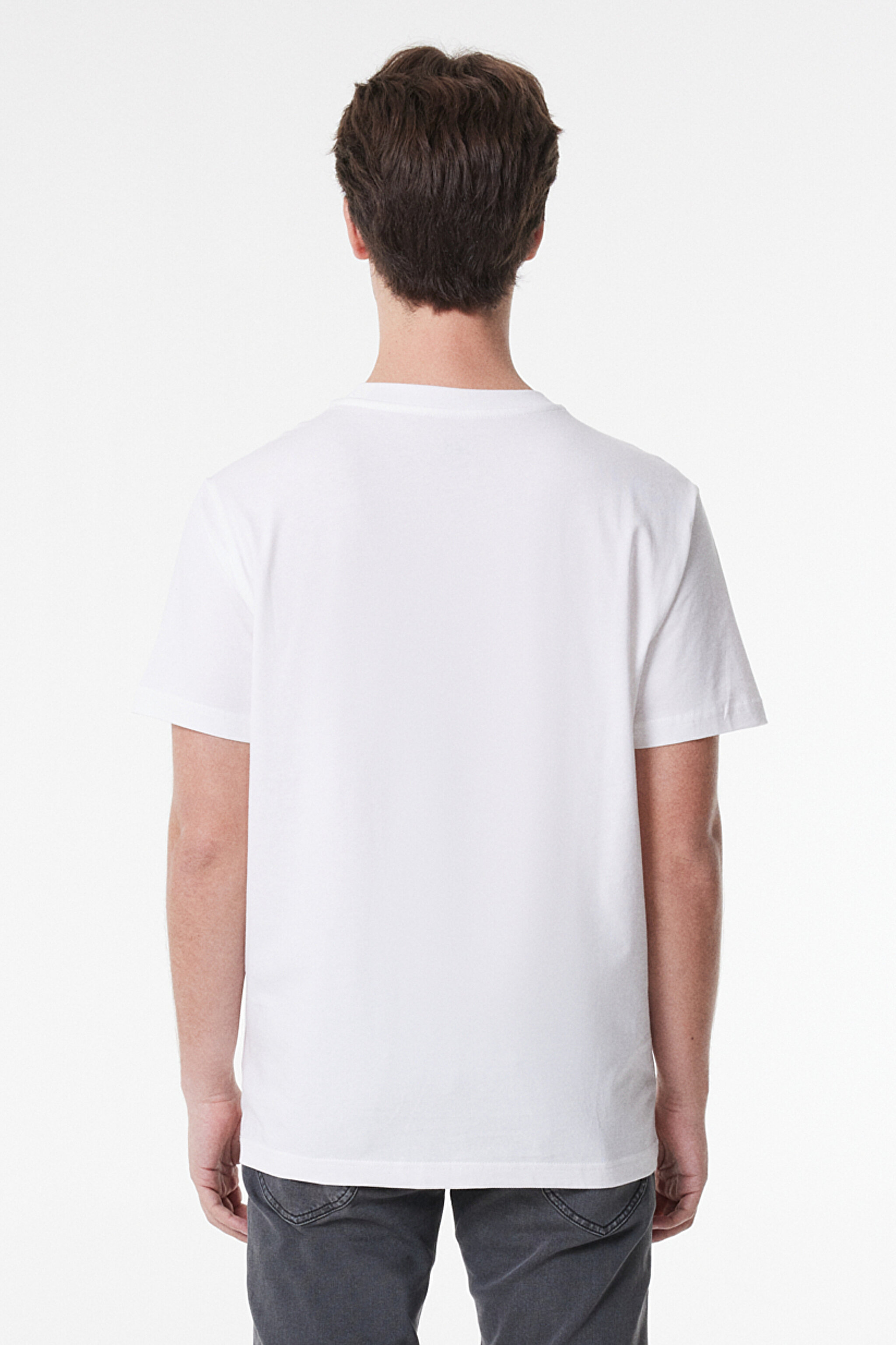 Regular Fit Normal Kesim Sıfır Yaka %100 Pamuk Tişört - White-L60UFQ12 (görsel 5)