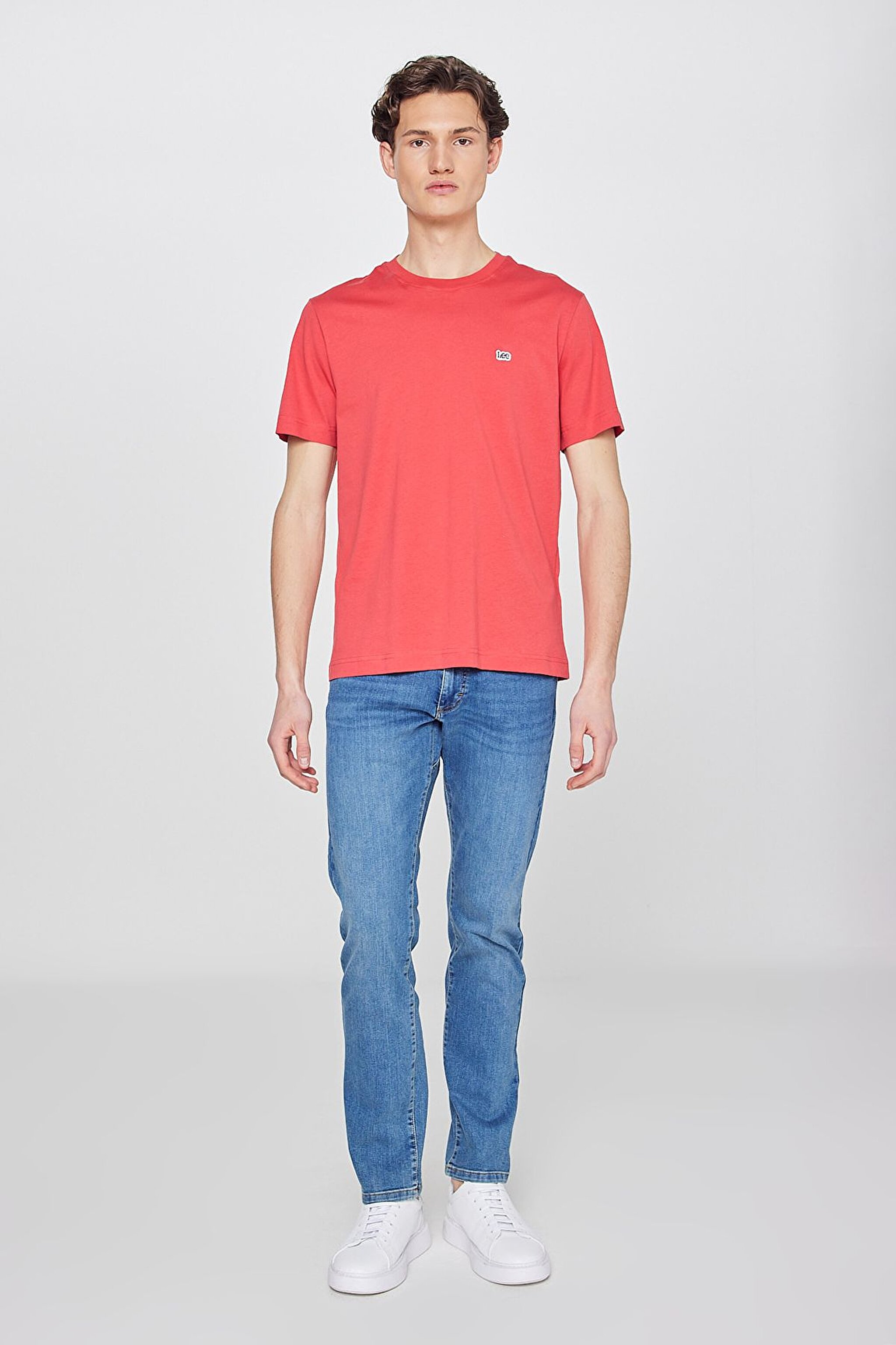 Regular Fit Normal Kesim %100 Pamuk Bisiklet Yaka Kırmızı Tişört - Coral-L60UFQ512 (görsel 3)