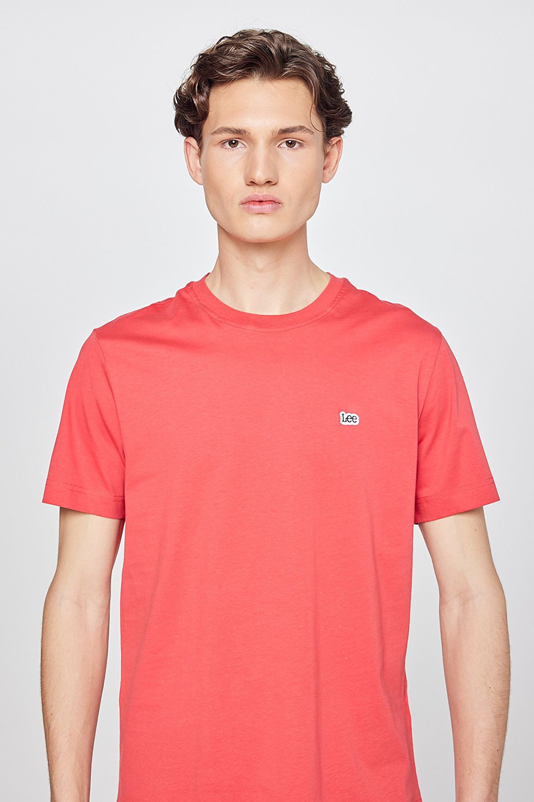 Regular Fit Normal Kesim %100 Pamuk Bisiklet Yaka Kırmızı Tişört - Coral-L60UFQ512 (görsel 4)