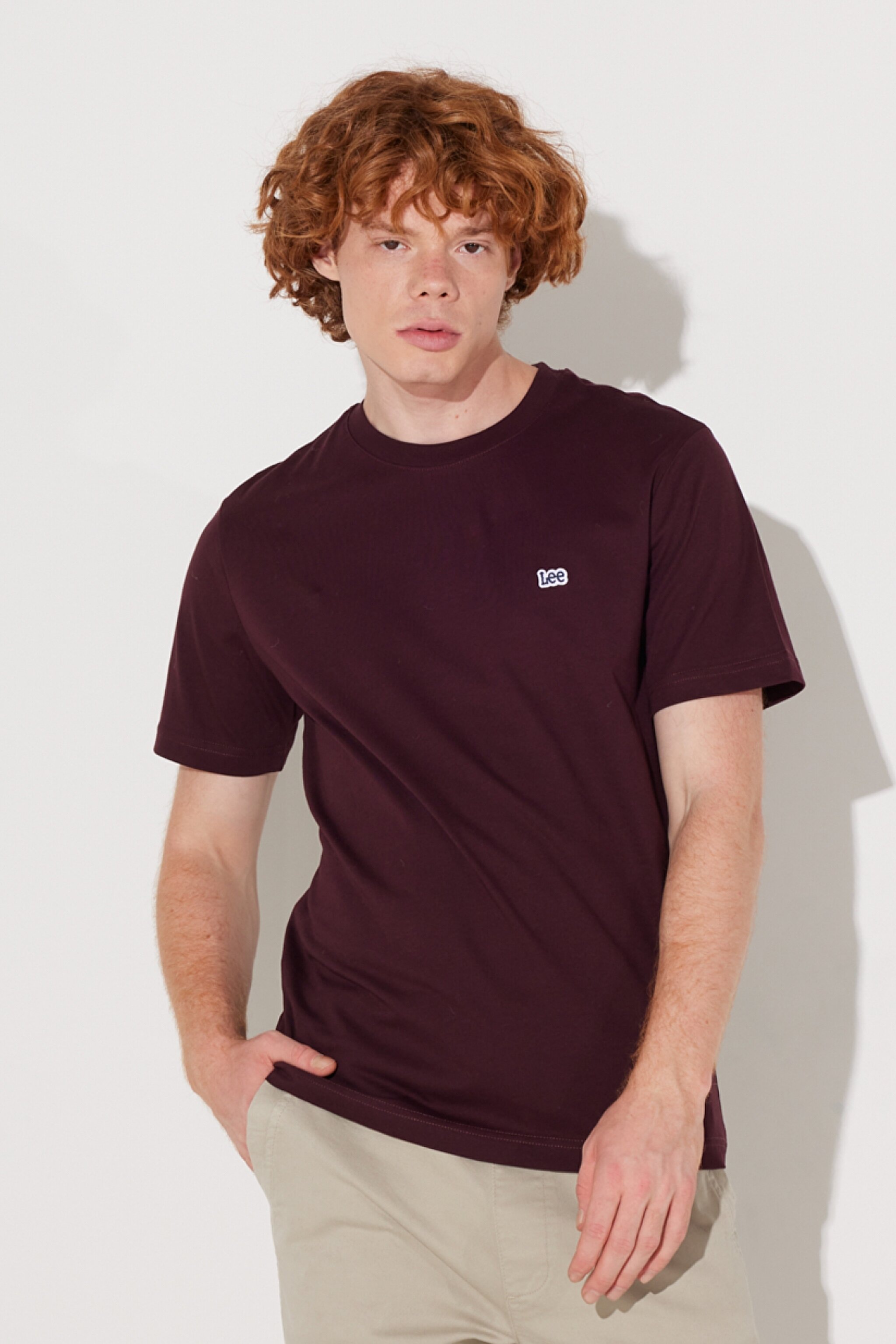 Regular Fit Normal Kesim %100 Pamuk Bisiklet Yaka Bordo Tişört