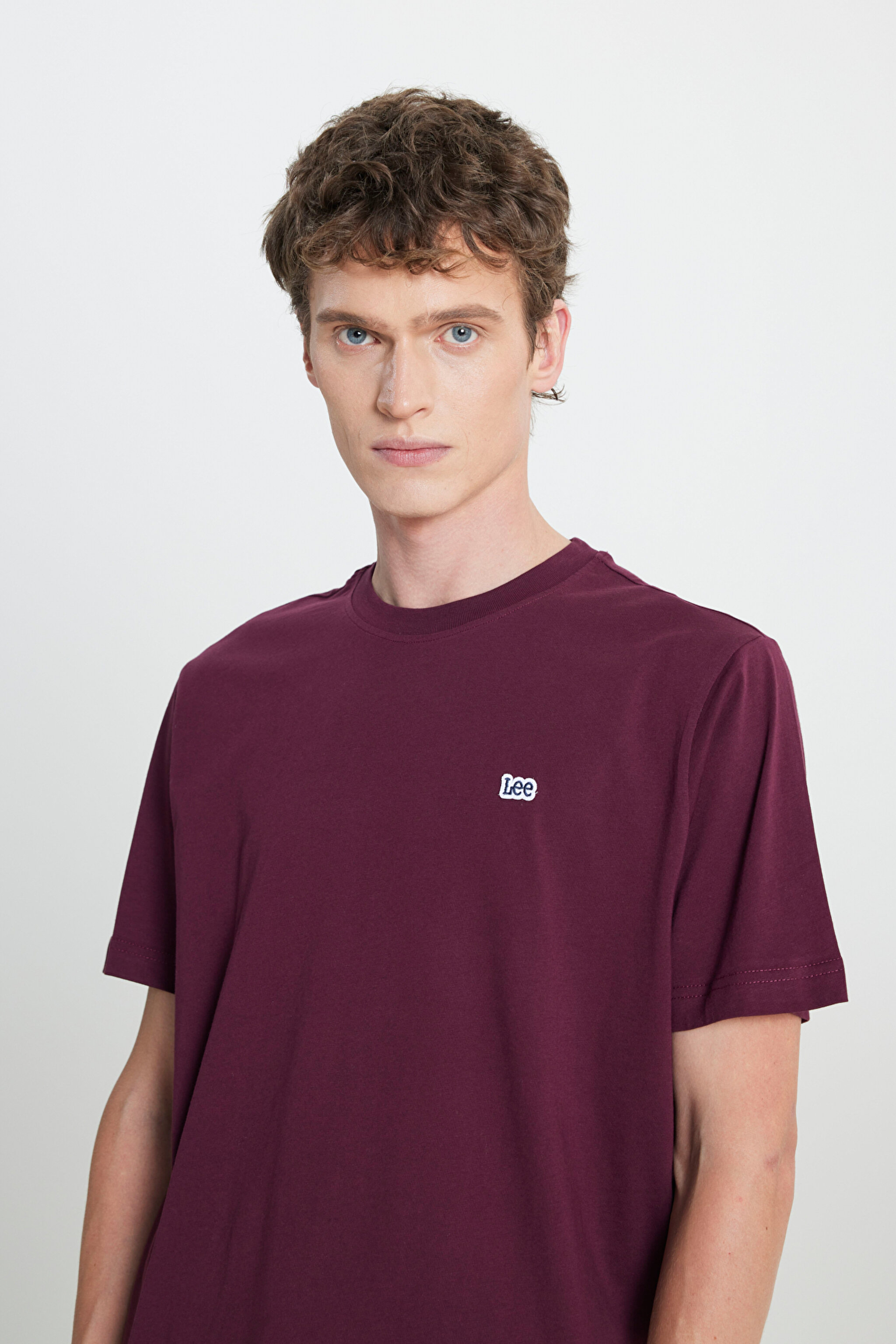 Regular Fit Normal Kesim Bisiklet Yaka %100 Pamuk Bordo Tişört - Wine-L60UFQ810 (görsel 4)