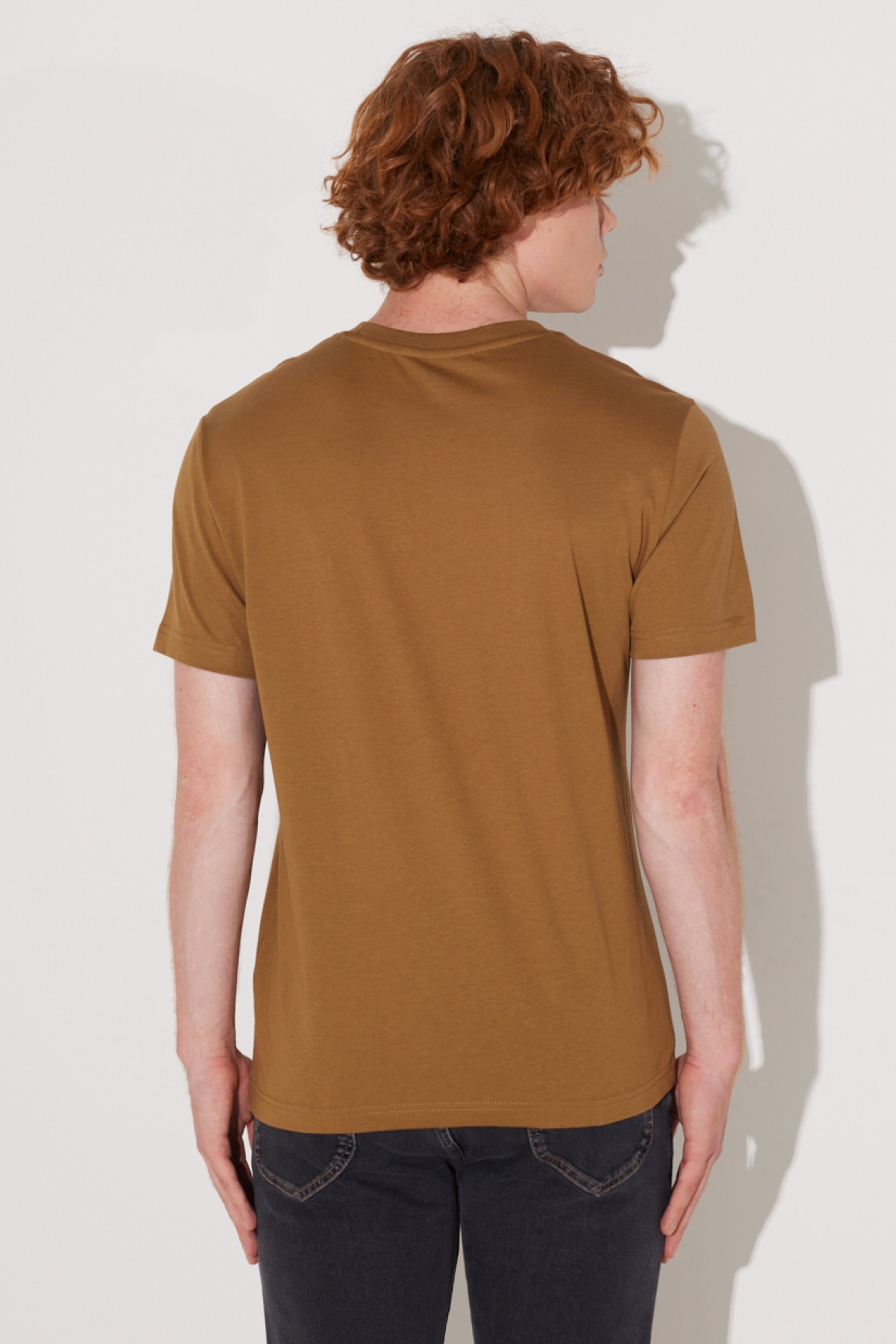 Regular Fit Normal Kesim %100 Pamuk Bisiklet Yaka Tarçın Tişört - Tumbleweed-L60UFQ84 (görsel 5)