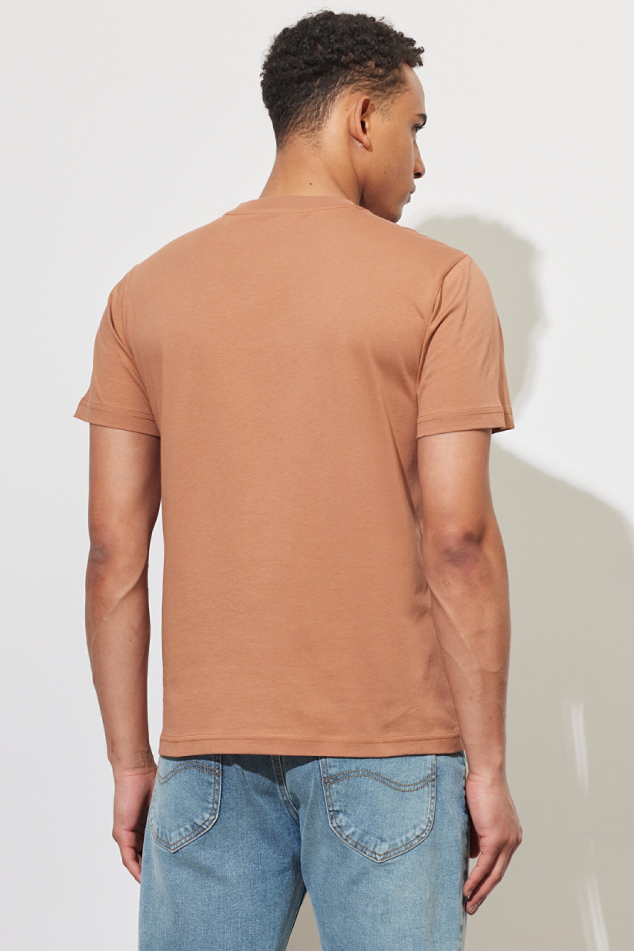 Regular Fit Normal Kesim %100 Pamuk Bisiklet Yaka Tarçın Tişört - Cider-L60UFQA08 (görsel 5)