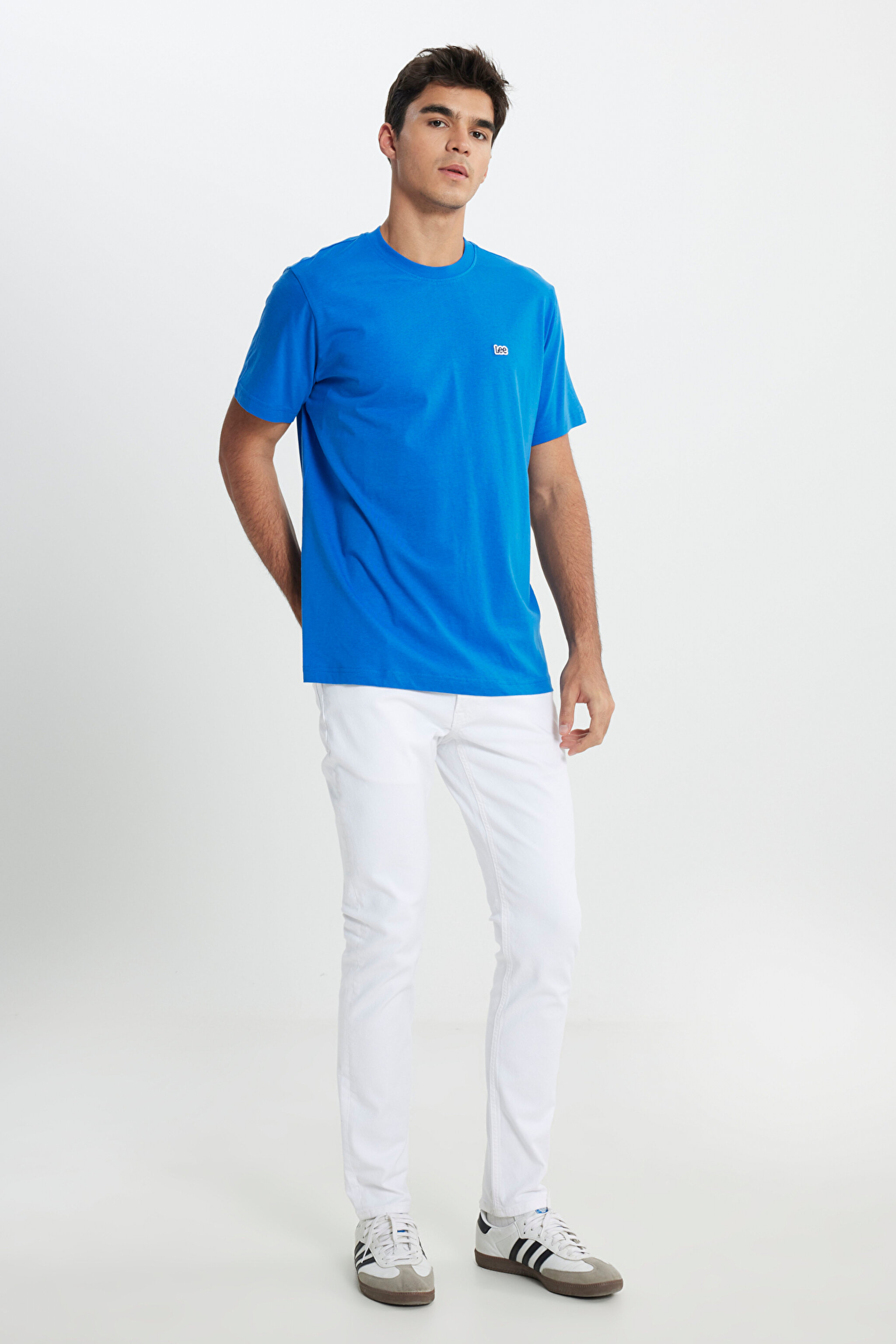 Regular Fit Normal Kesim %100 Pamuk Bisiklet Yaka Mavi Tişört - Ferris-L60UFQA13 (görsel 3)