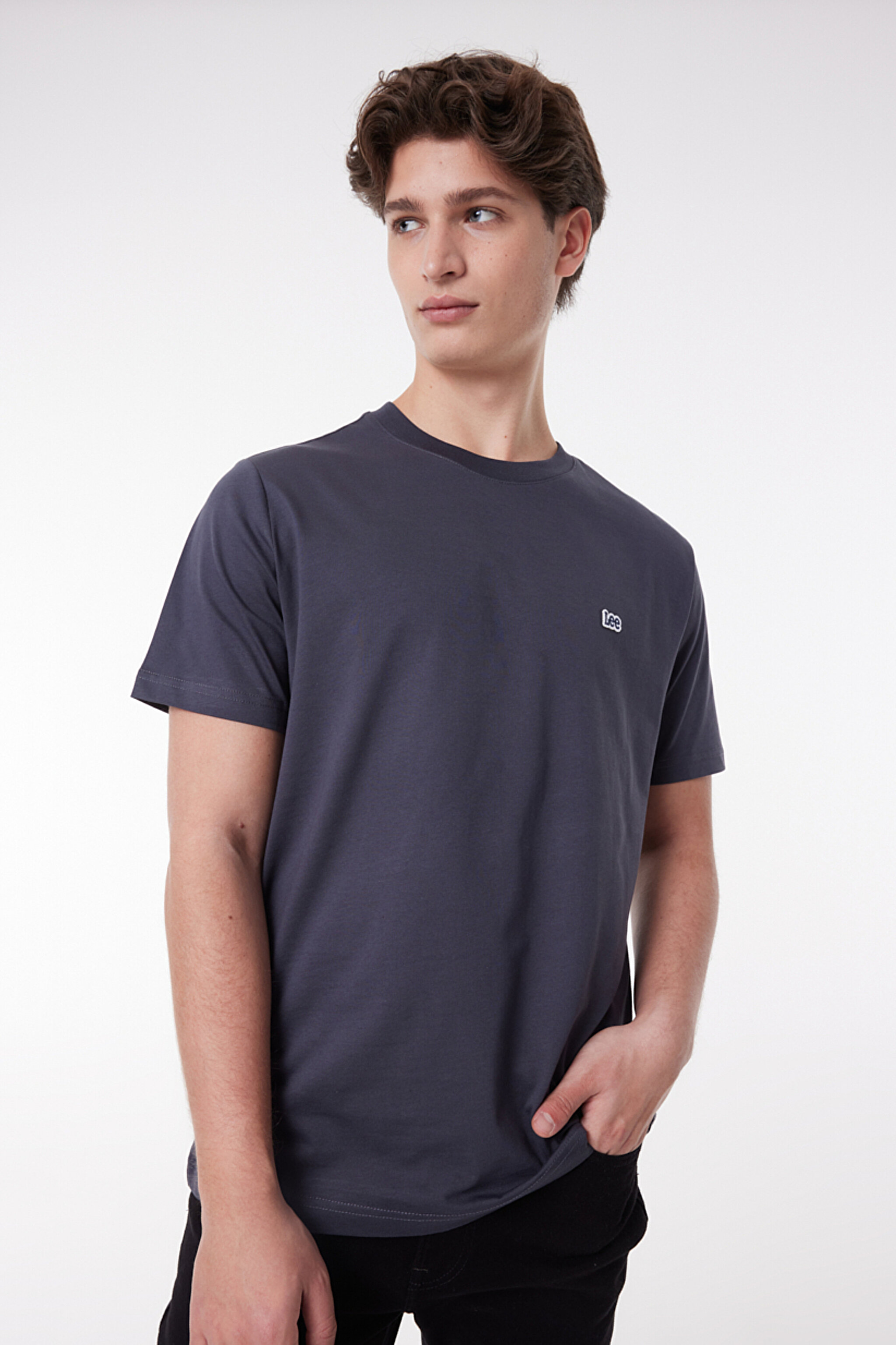 Regular Fit Normal Kesim Sıfır Yaka %100 Pamuk Logolu Tişört - Black-L60UFQON