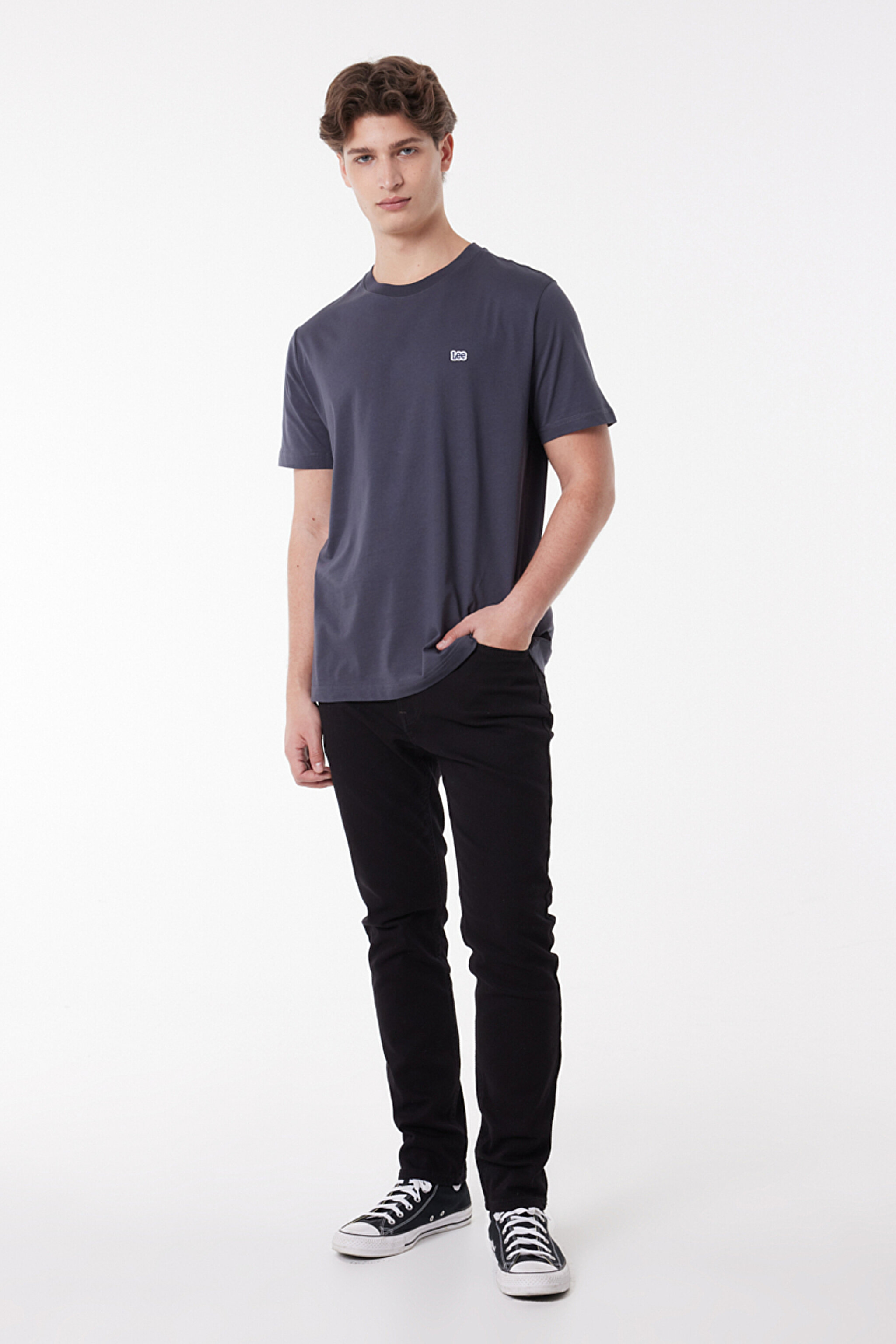 Regular Fit Normal Kesim Sıfır Yaka %100 Pamuk Logolu Tişört - Black-L60UFQON (görsel 2)