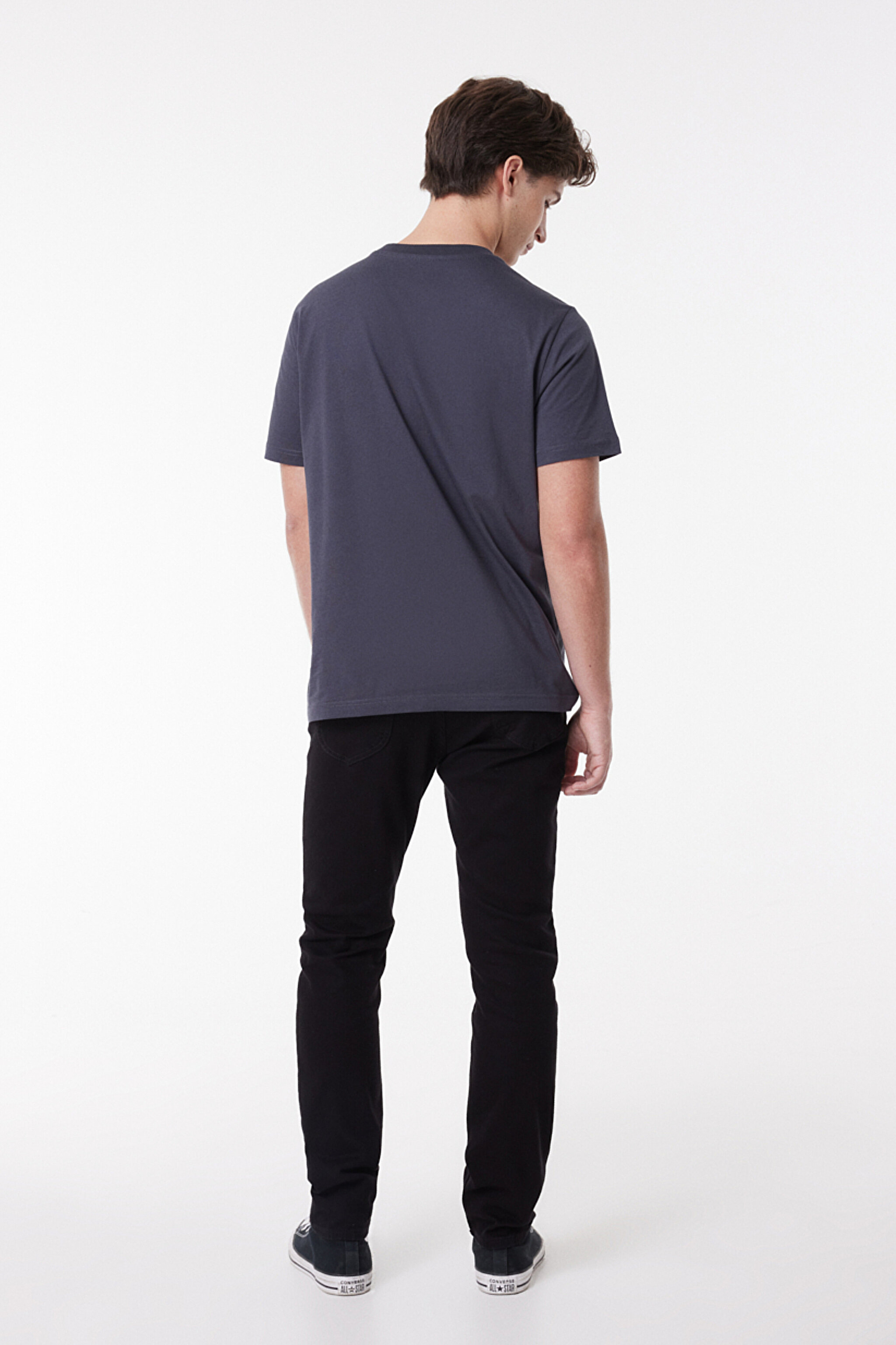 Regular Fit Normal Kesim Sıfır Yaka %100 Pamuk Logolu Tişört - Black-L60UFQON (görsel 4)