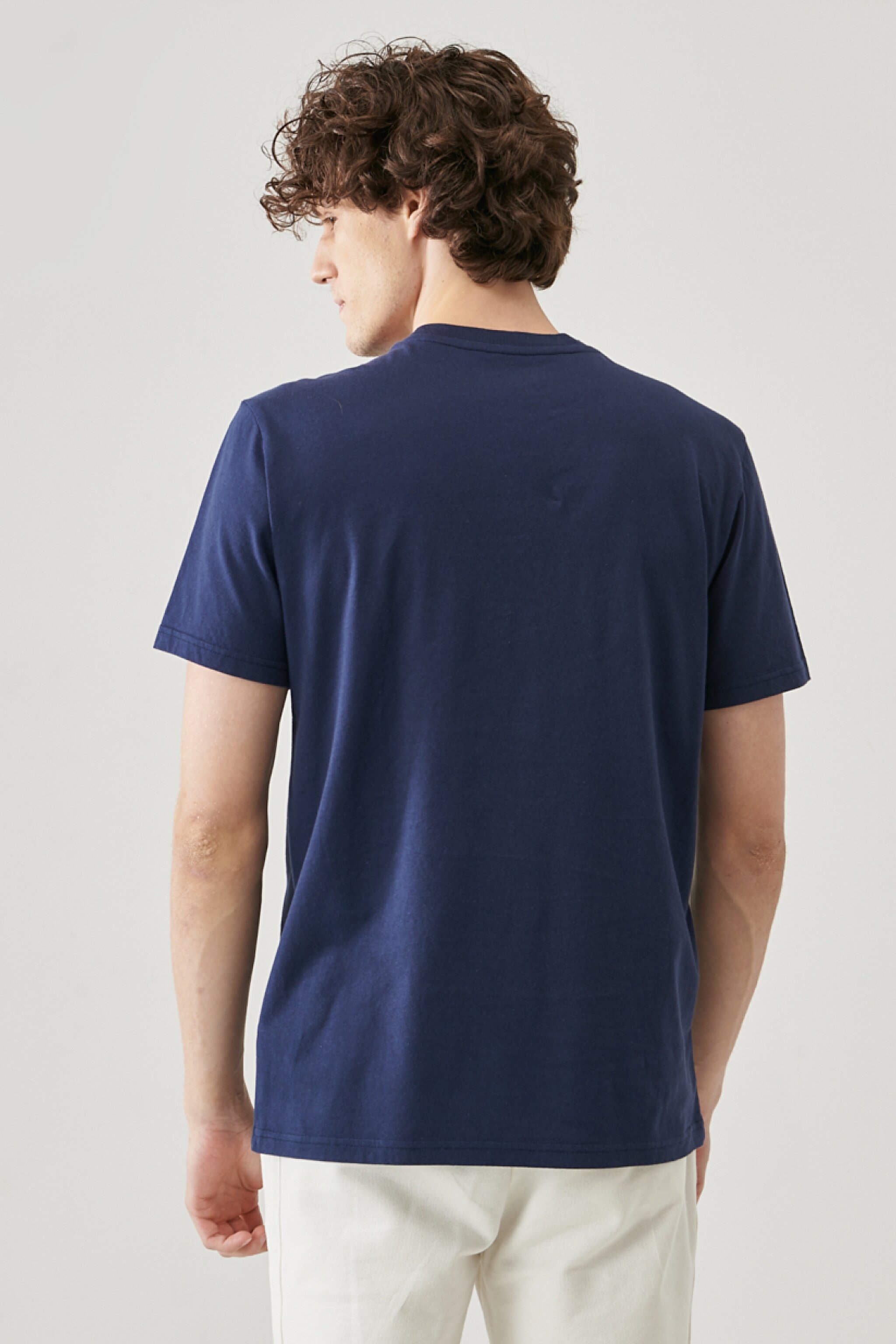 Regular Fit Normal Kesim %100 Pamuk Bisiklet Yaka Logolu Tişört - Gray-L60WFQ35 (görsel 6)