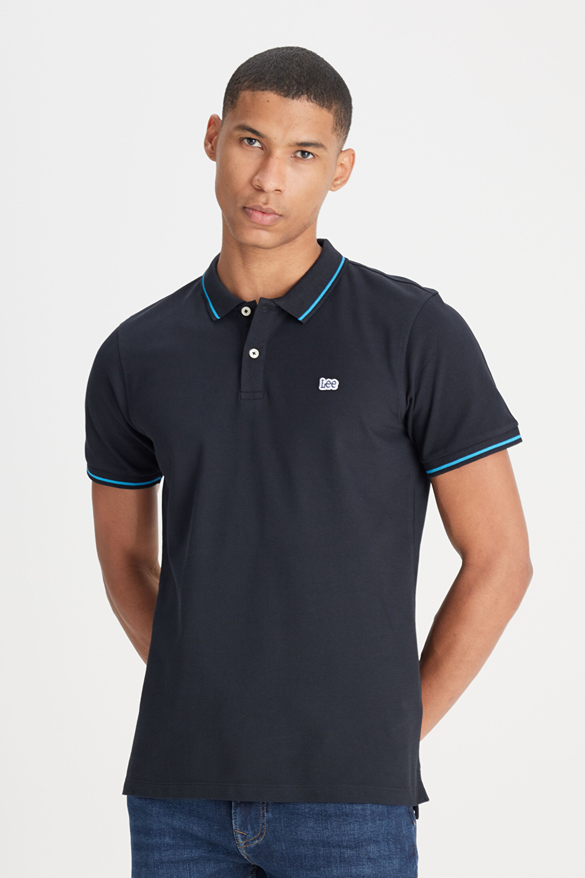 Slim Fit Dar Kesim Polo Yaka %100 Pamuk Tişört