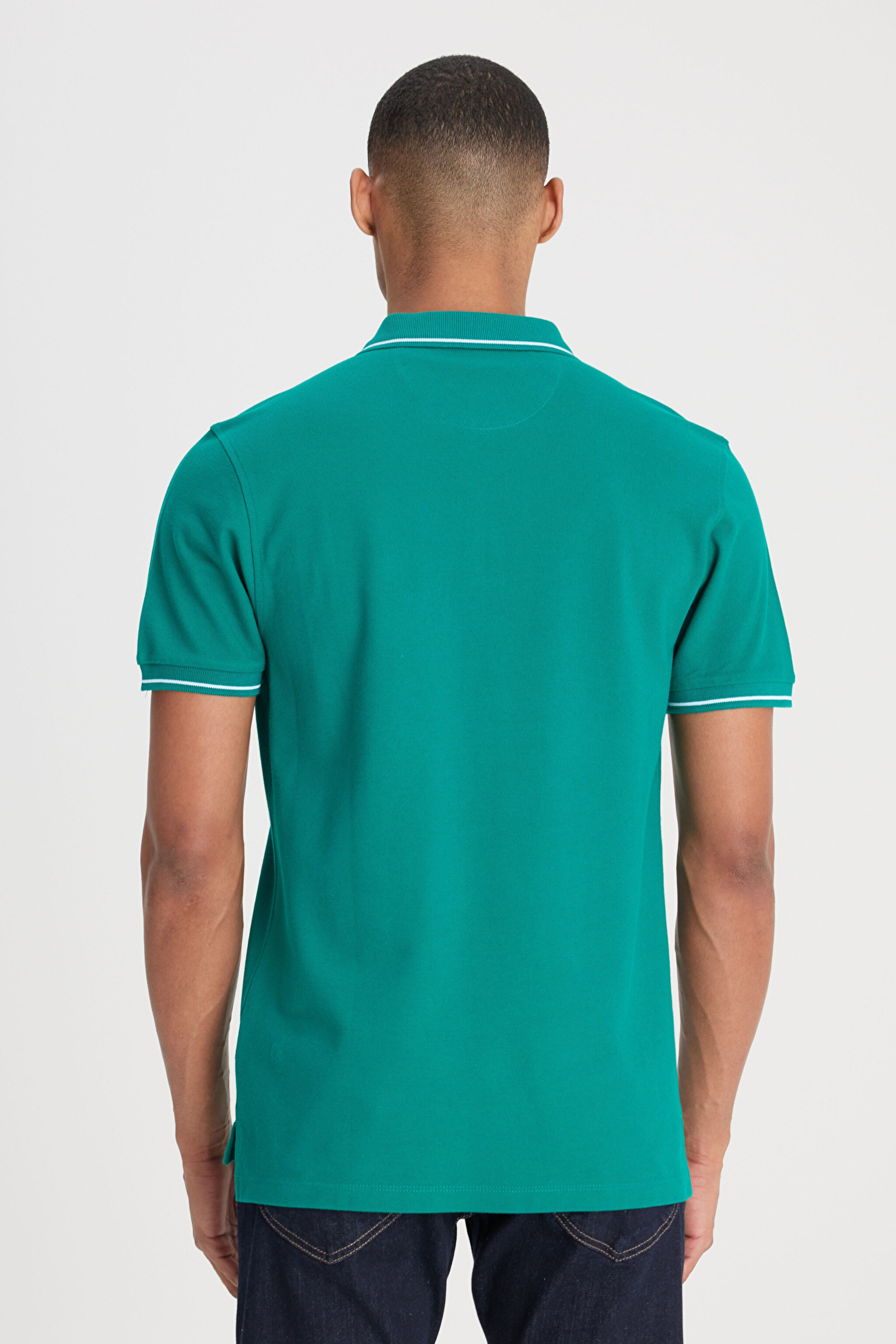 Regular Fit Normal Kesim %100 Pamuk Polo Yaka Yeşil Tişört - Enigma-L61ARLA12 (görsel 5)