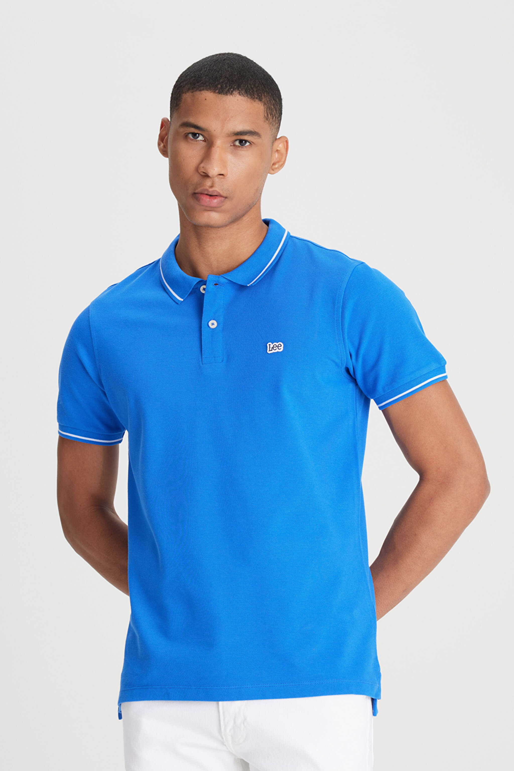 Regular Fit Normal Kesim %100 Pamuk Polo Yaka Mavi Tişört - Ferris-L61ARLA13 (görsel 3)