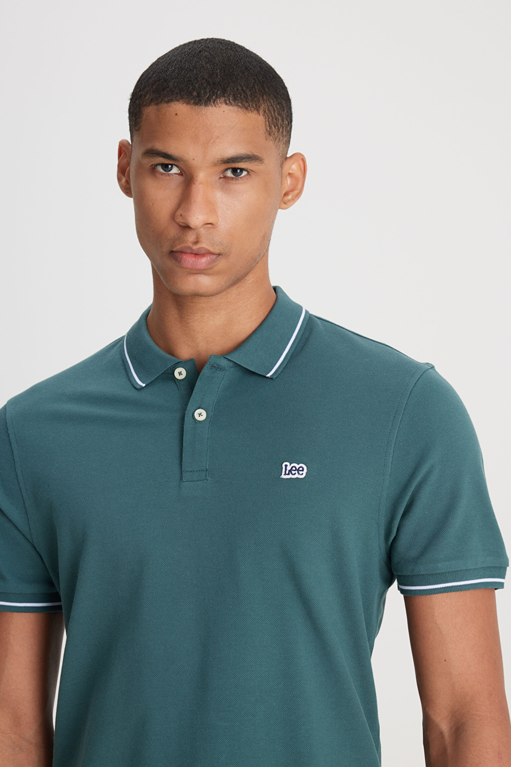 Regular Fit Normal Kesim Polo Yaka %100 Pamuk Yeşil Tişört - Evergreen-L61ARLOT (görsel 5)