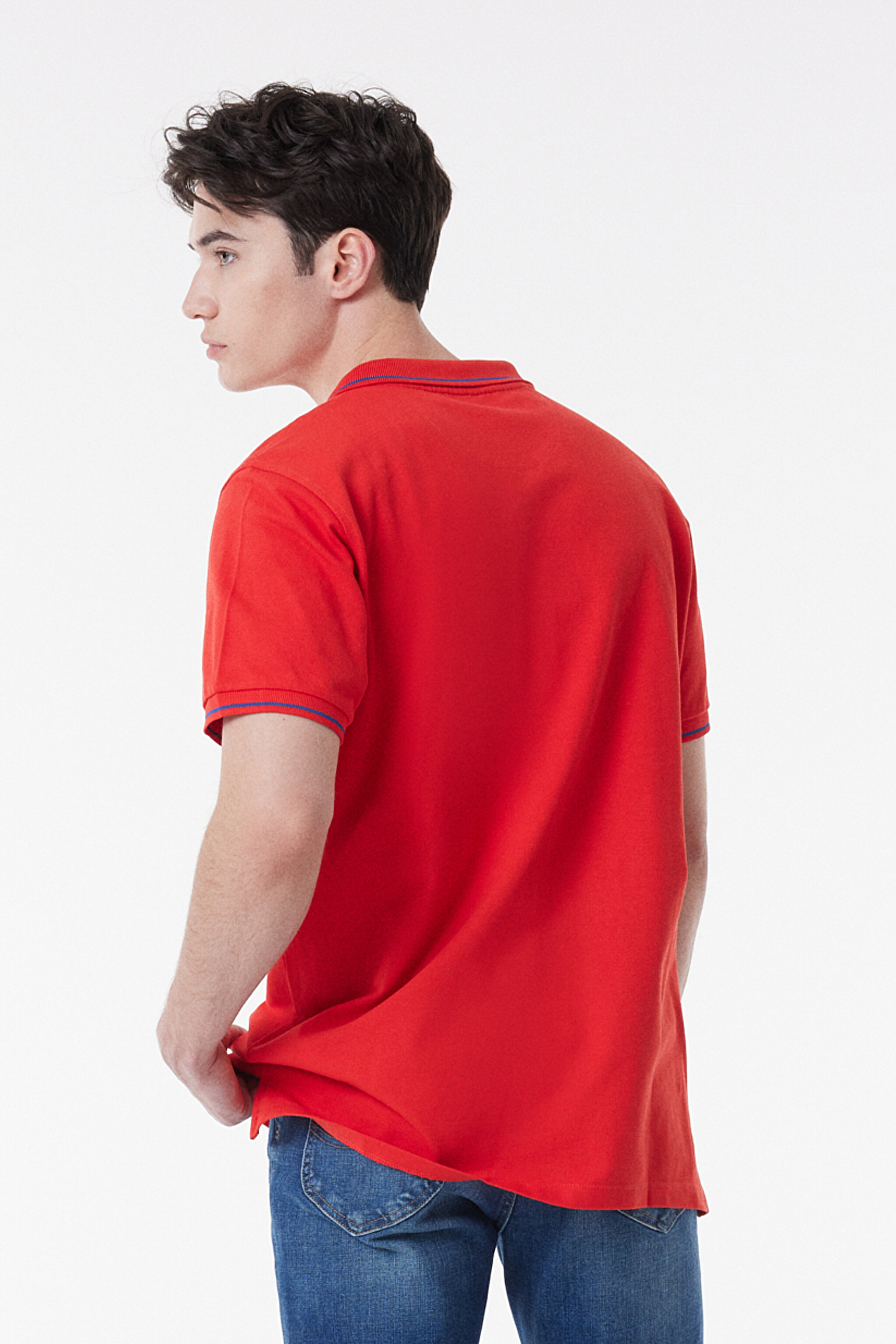 Slim Fit Dar Kesim Polo Yaka %100 Pamuk Tişört - Washed Red-L61ARLQM (görsel 7)