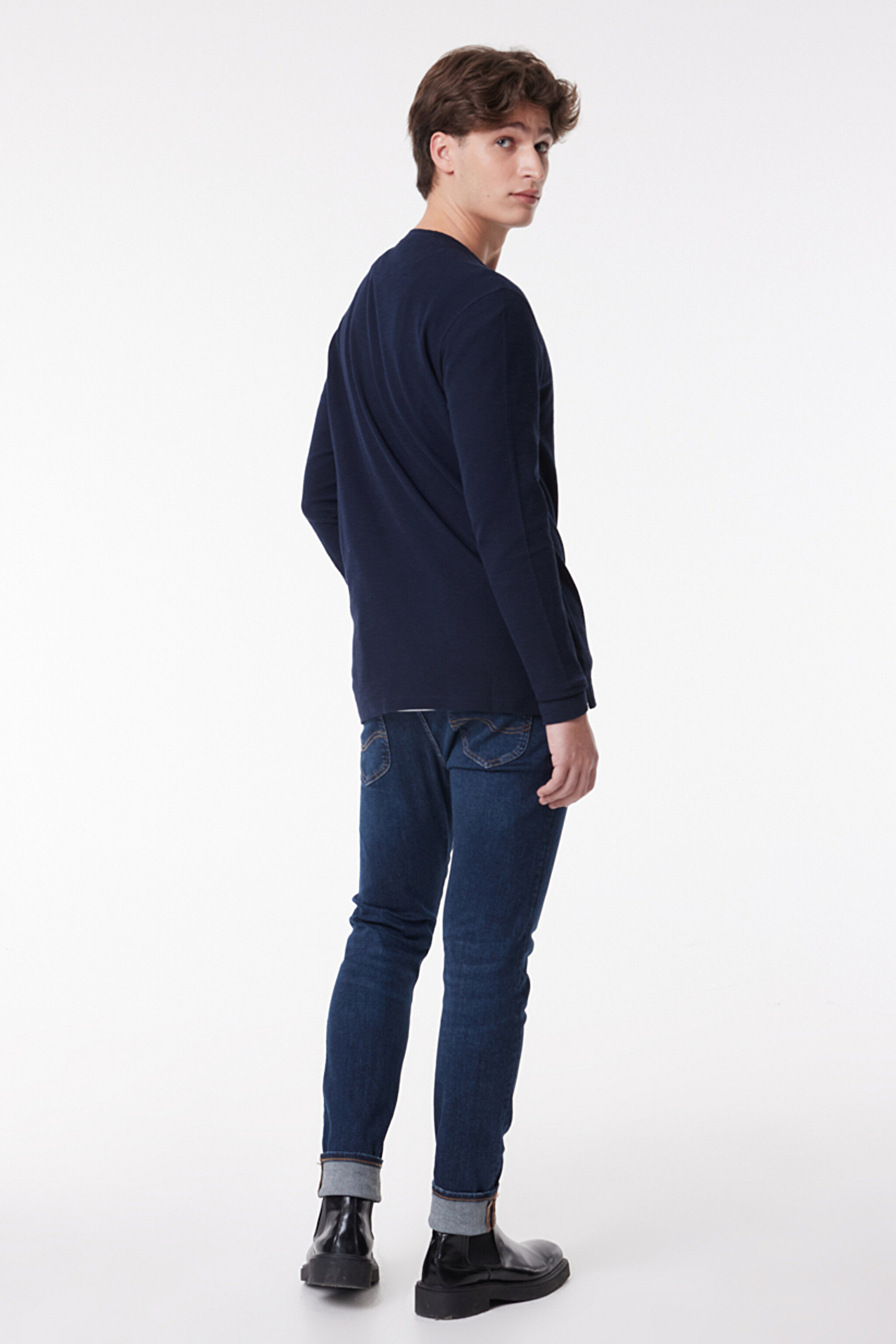 Regular Fit Normal Kesim %100 Pamuk Bisiklet Yaka Tişört - Sky Captain-L61RNBHY (görsel 3)