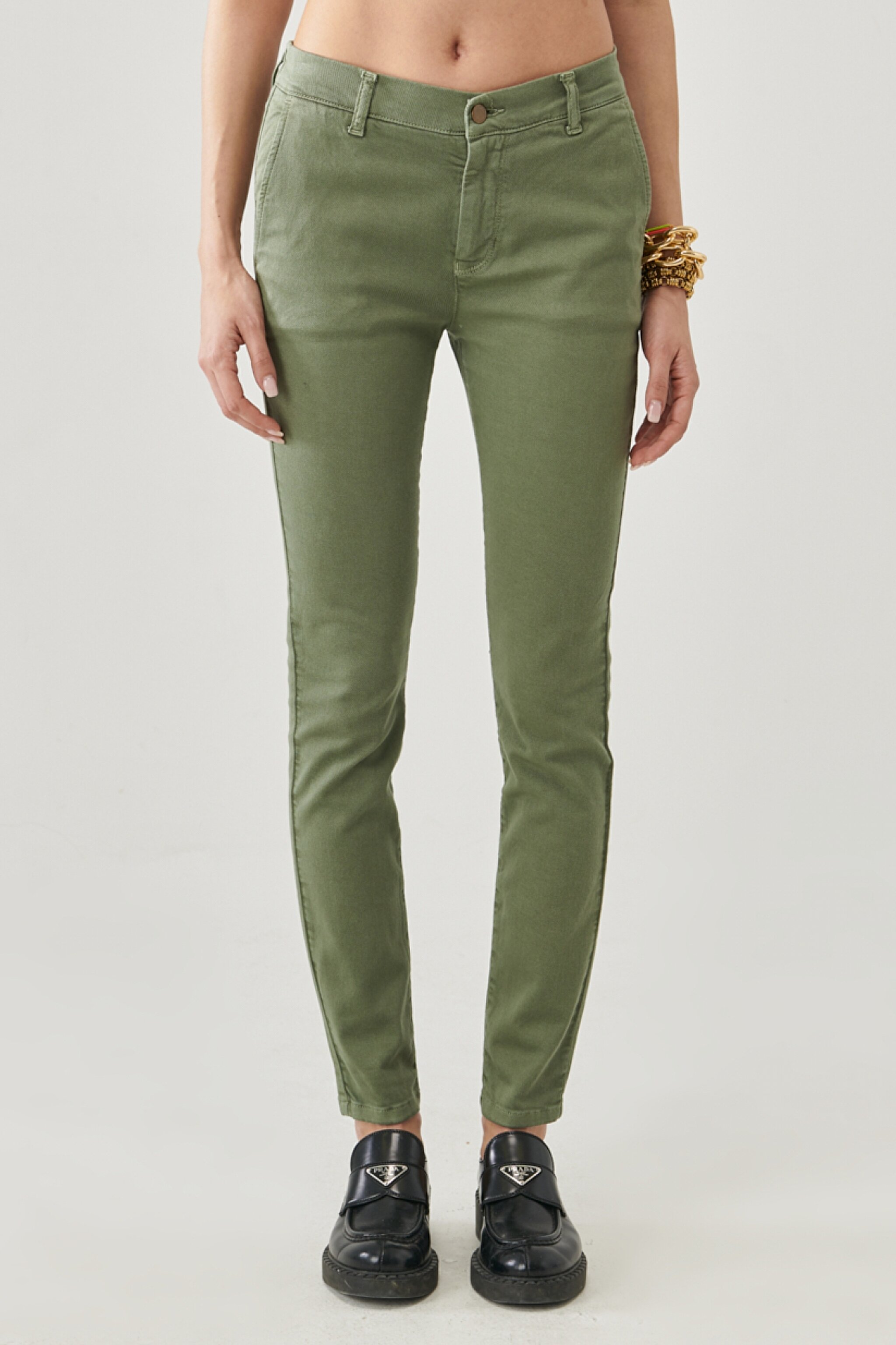 Scarlett Skinny Fit Dar Kesim Yüksek Bel Haki Esnek Pantolon - Khaki-L626010801 (görsel 4)
