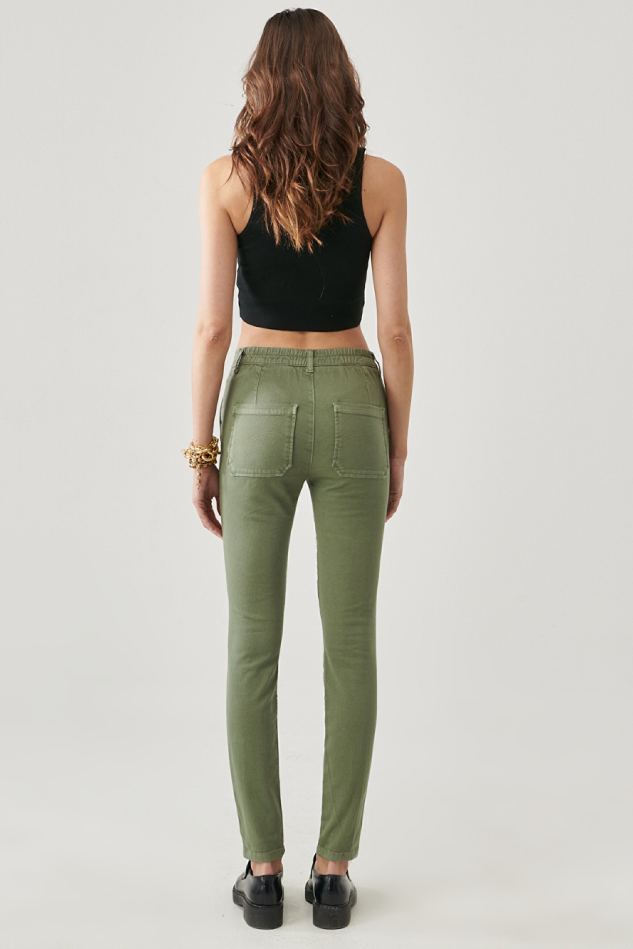 Scarlett Skinny Fit Dar Kesim Yüksek Bel Haki Esnek Pantolon - Khaki-L626010801 (görsel 6)