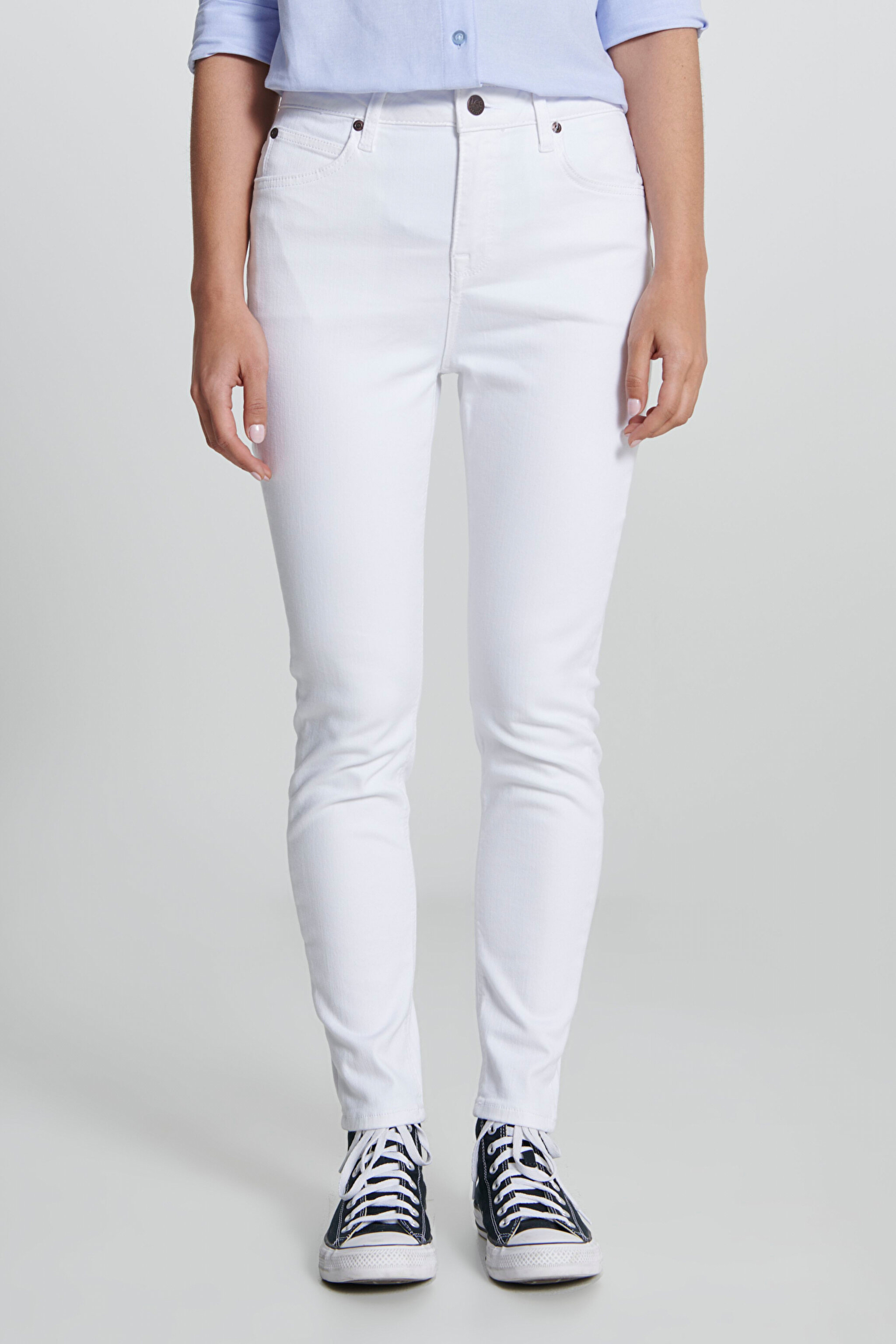 Scarlett High Rise Skinny Fit Dar Kesim Yüksek Bel Beyaz Esnek Jean Kot Pantolon - White-L626021100 (görsel 4)
