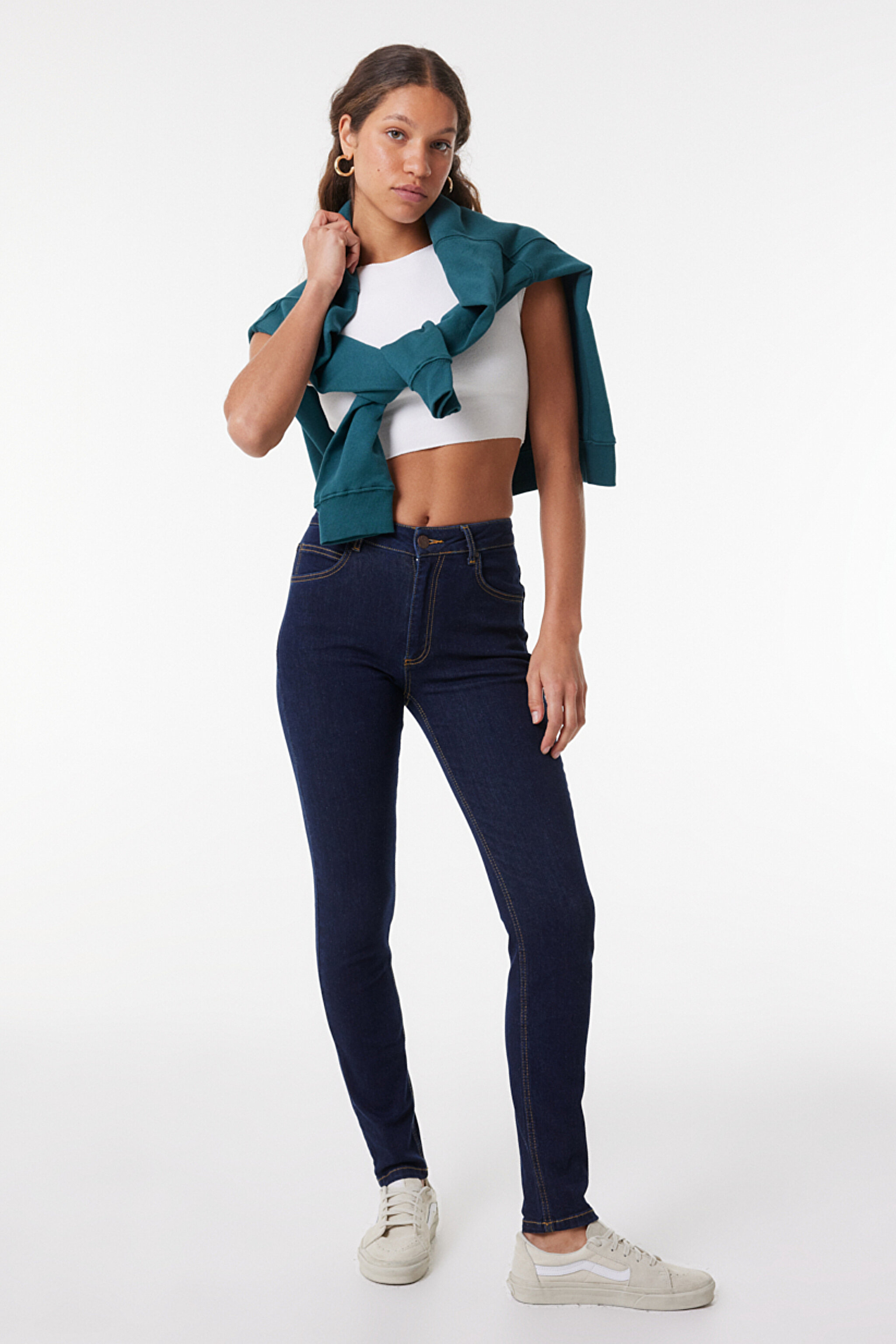 Scarlett High Rise Skinny Fit Dar Kesim Yüksek Bel Lacivert Esnek Jean Kot Pantolon