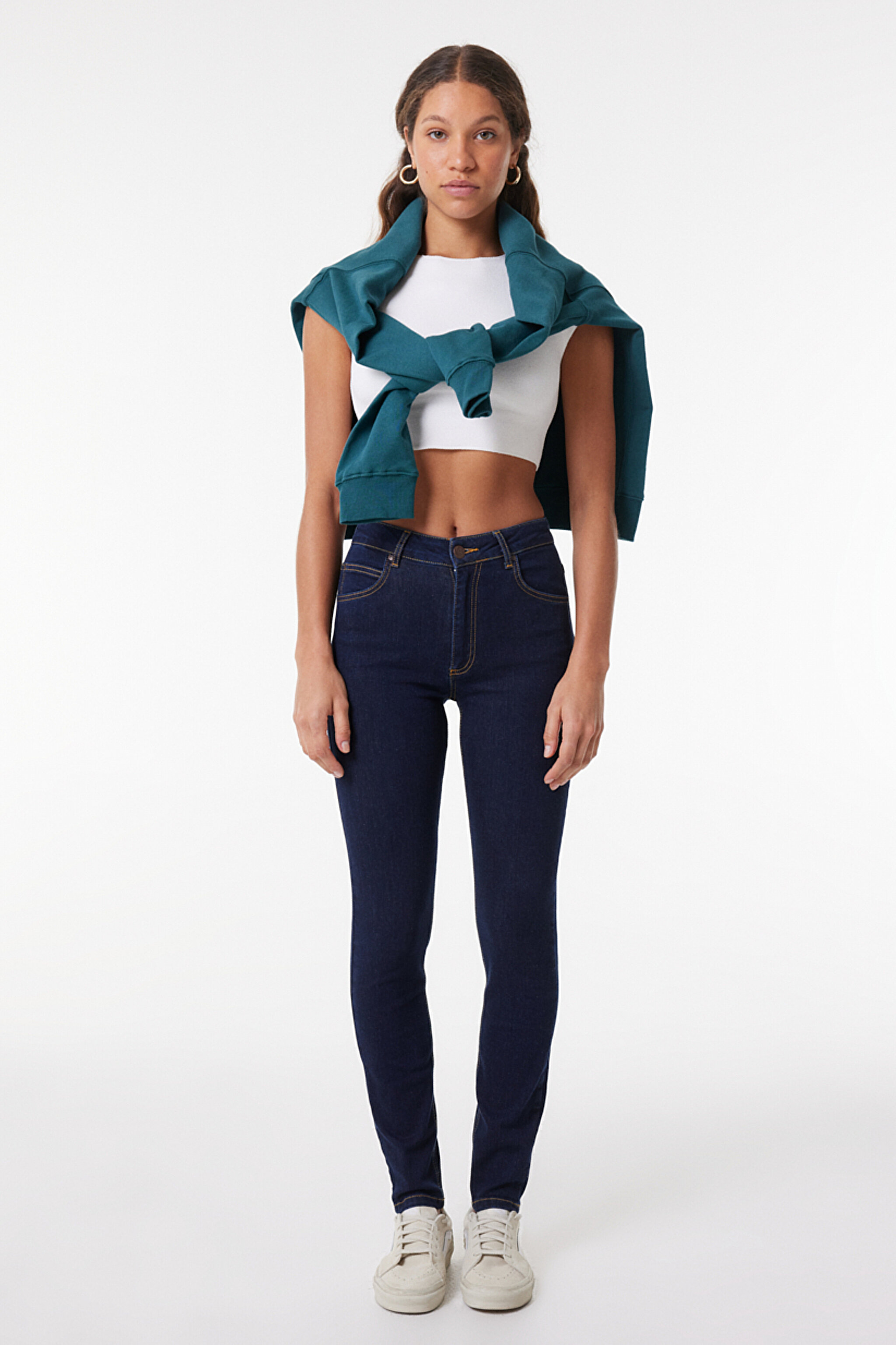 Scarlett High Rise Skinny Fit Dar Kesim Yüksek Bel Lacivert Esnek Jean Kot Pantolon - Rinse-L62602336 (görsel 2)