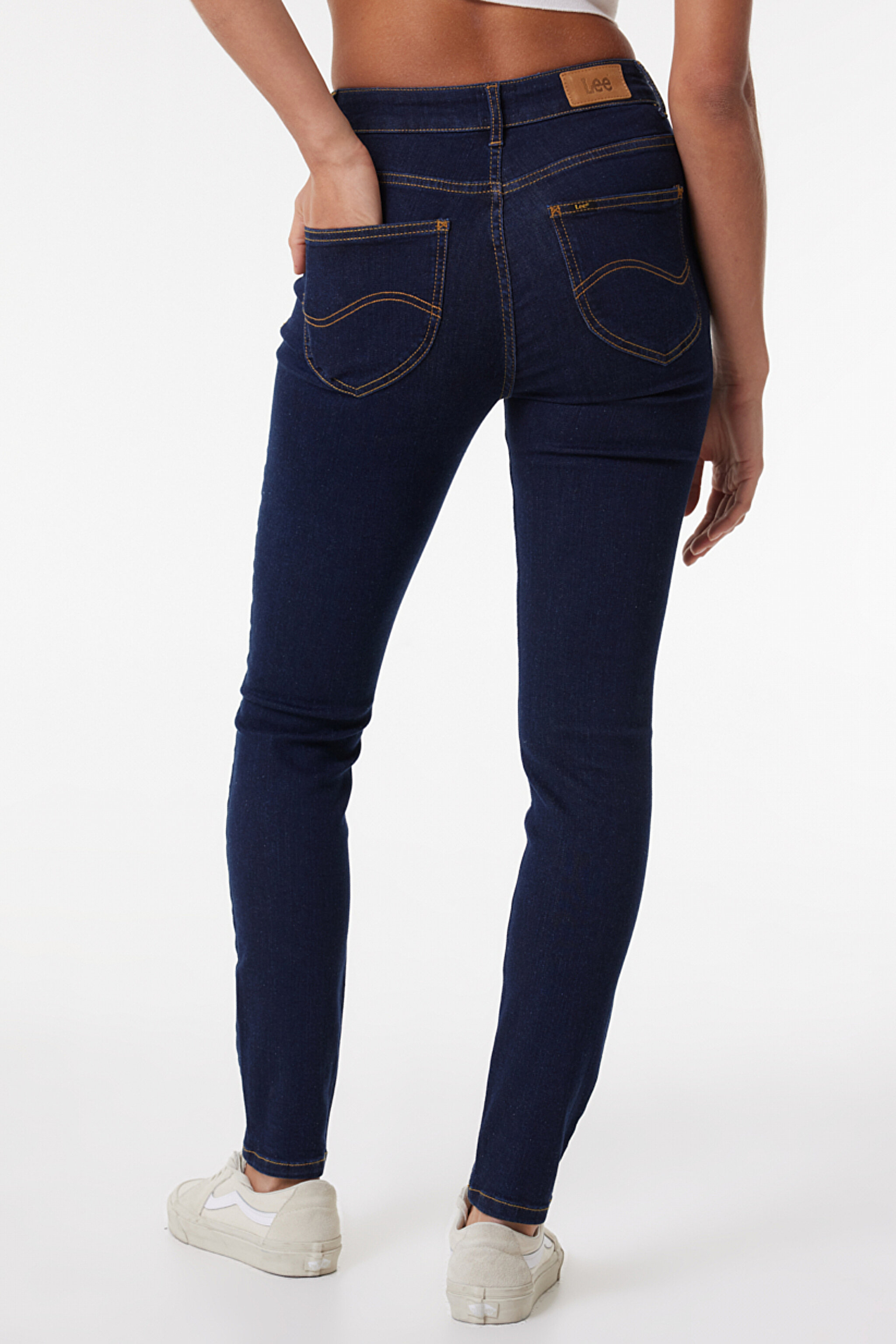 Scarlett High Rise Skinny Fit Dar Kesim Yüksek Bel Lacivert Esnek Jean Kot Pantolon - Rinse-L62602336 (görsel 5)
