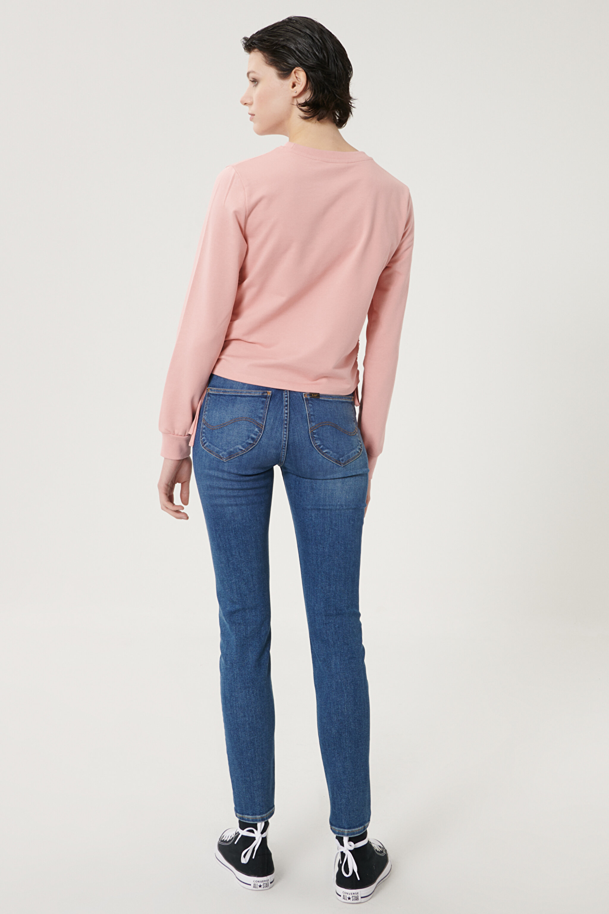 Scarlett High Skinny Fit Denim Esnek Jean Kot Pantolon - Mid Blue-L626DUIW (görsel 3)