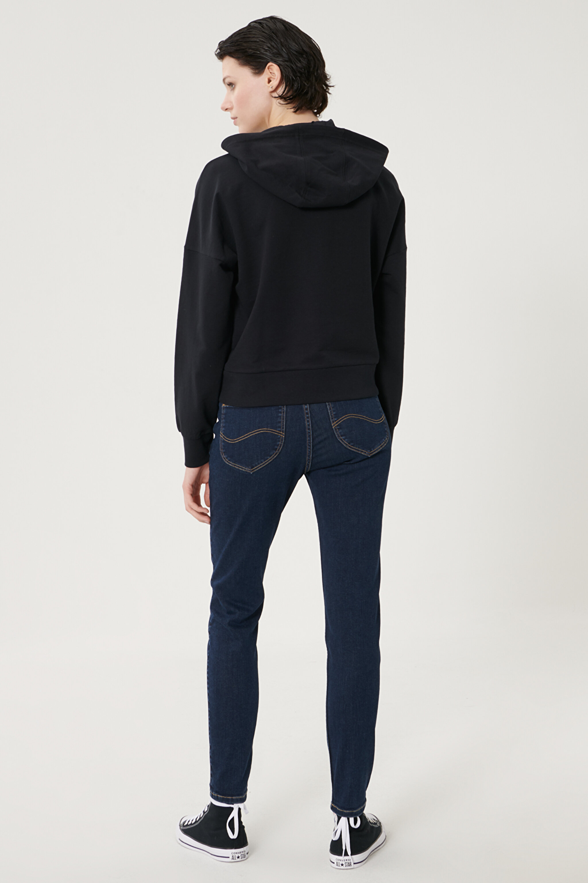 Scarlett High Skinny Fit Denim Esnek Jean Kot Pantolon - Dark Blue-L626MDNX (görsel 3)