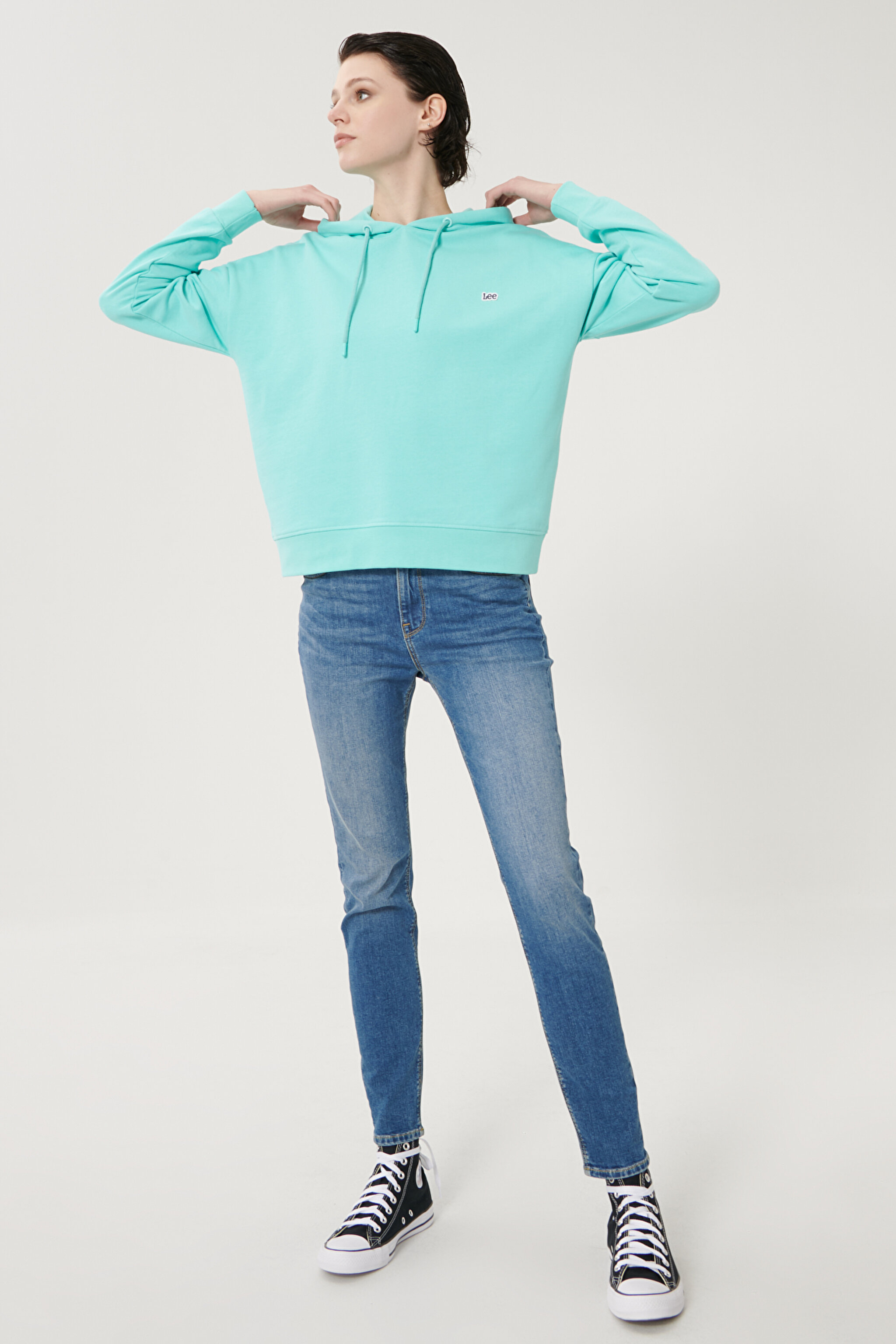 Scarlett High Skinny Fit Denim Esnek Jean Kot Pantolon - Mid Blue-L626QDTO (görsel 2)
