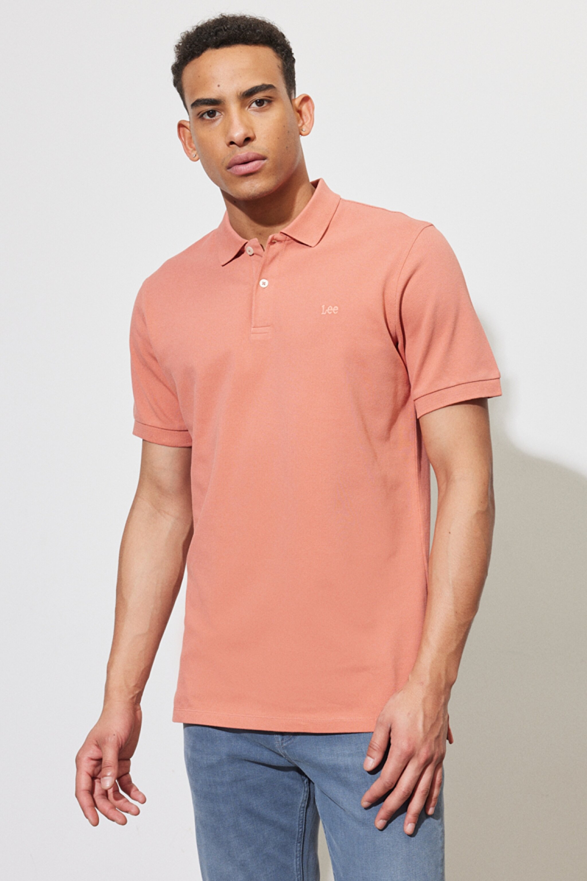 Regular Fit Normal Kesim %100 Pamuk Polo Yaka Somon Tişört - Rust-L65CQSUK