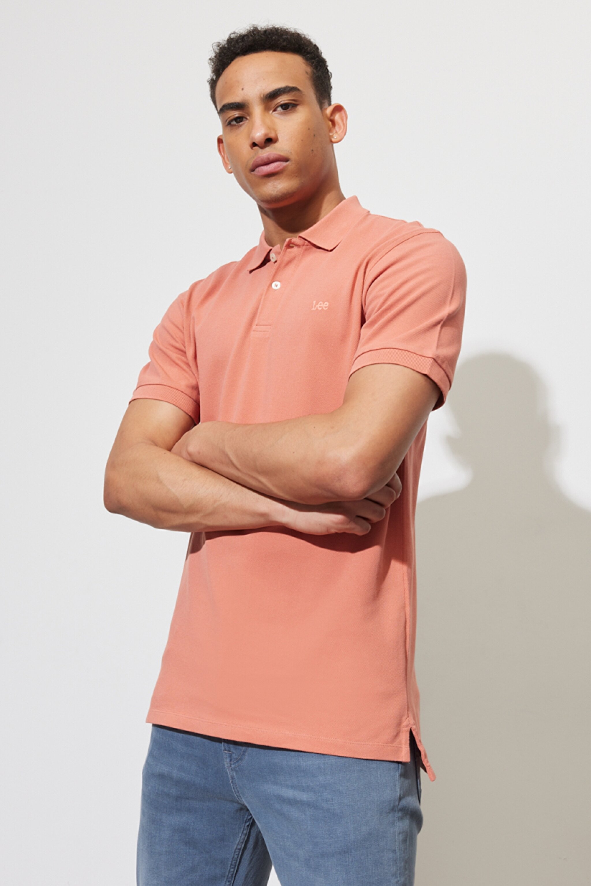 Regular Fit Normal Kesim %100 Pamuk Polo Yaka Somon Tişört - Rust-L65CQSUK (görsel 2)