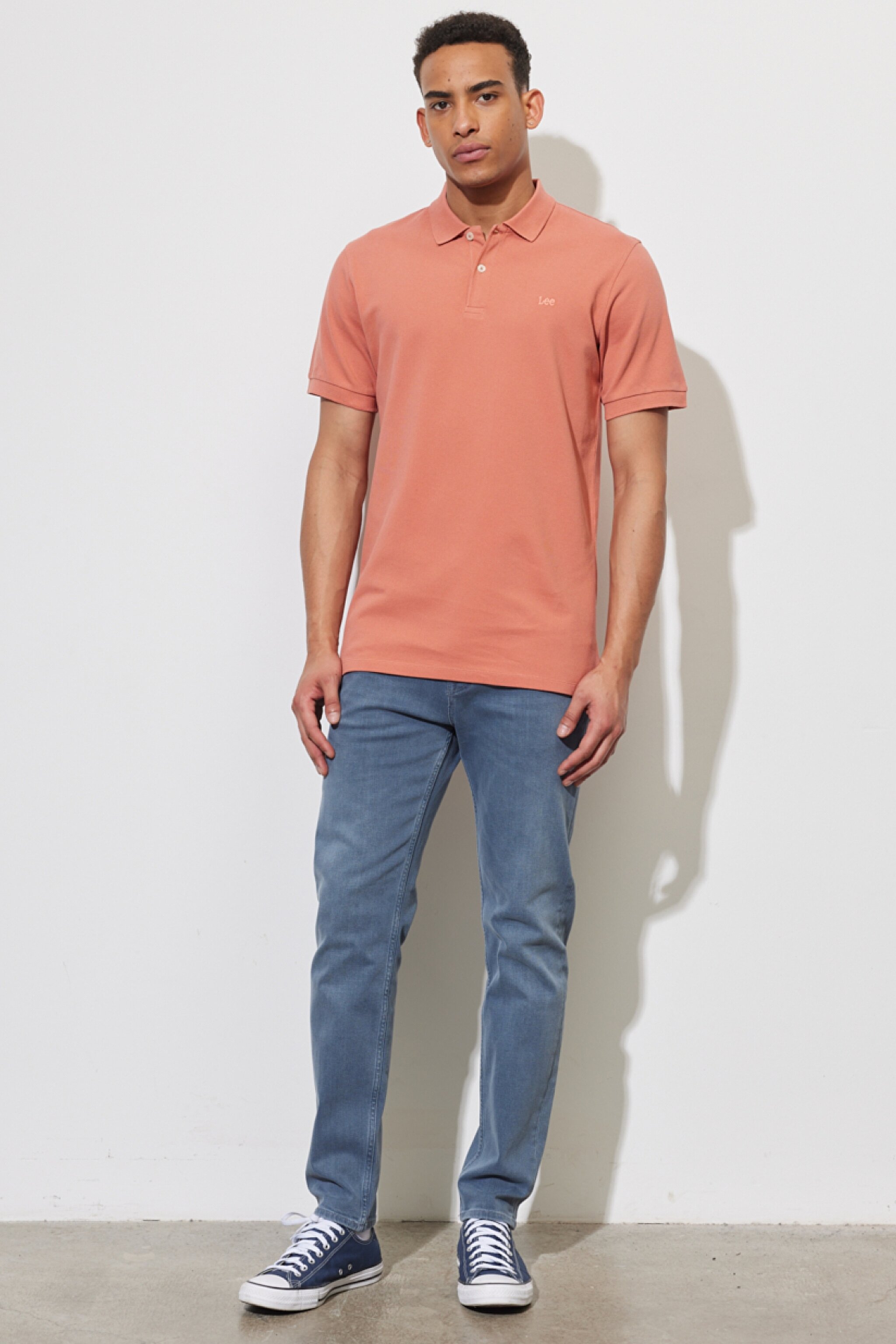 Regular Fit Normal Kesim %100 Pamuk Polo Yaka Somon Tişört - Rust-L65CQSUK (görsel 4)