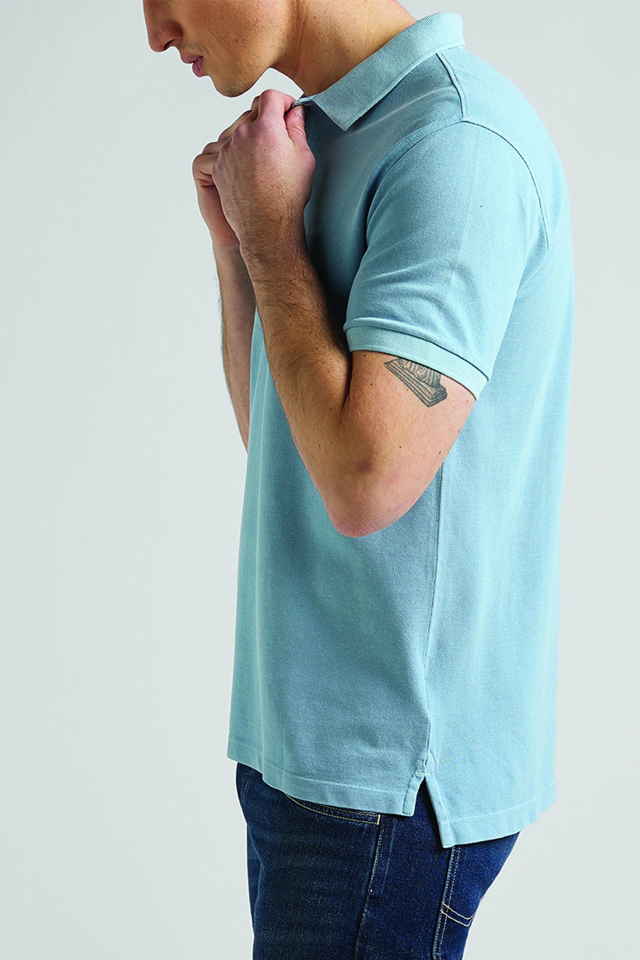 Regular Fit Rahat Kesim Polo Yaka Kısa Kollu Tişört - Ice Blue-L65CQSUY (görsel 2)