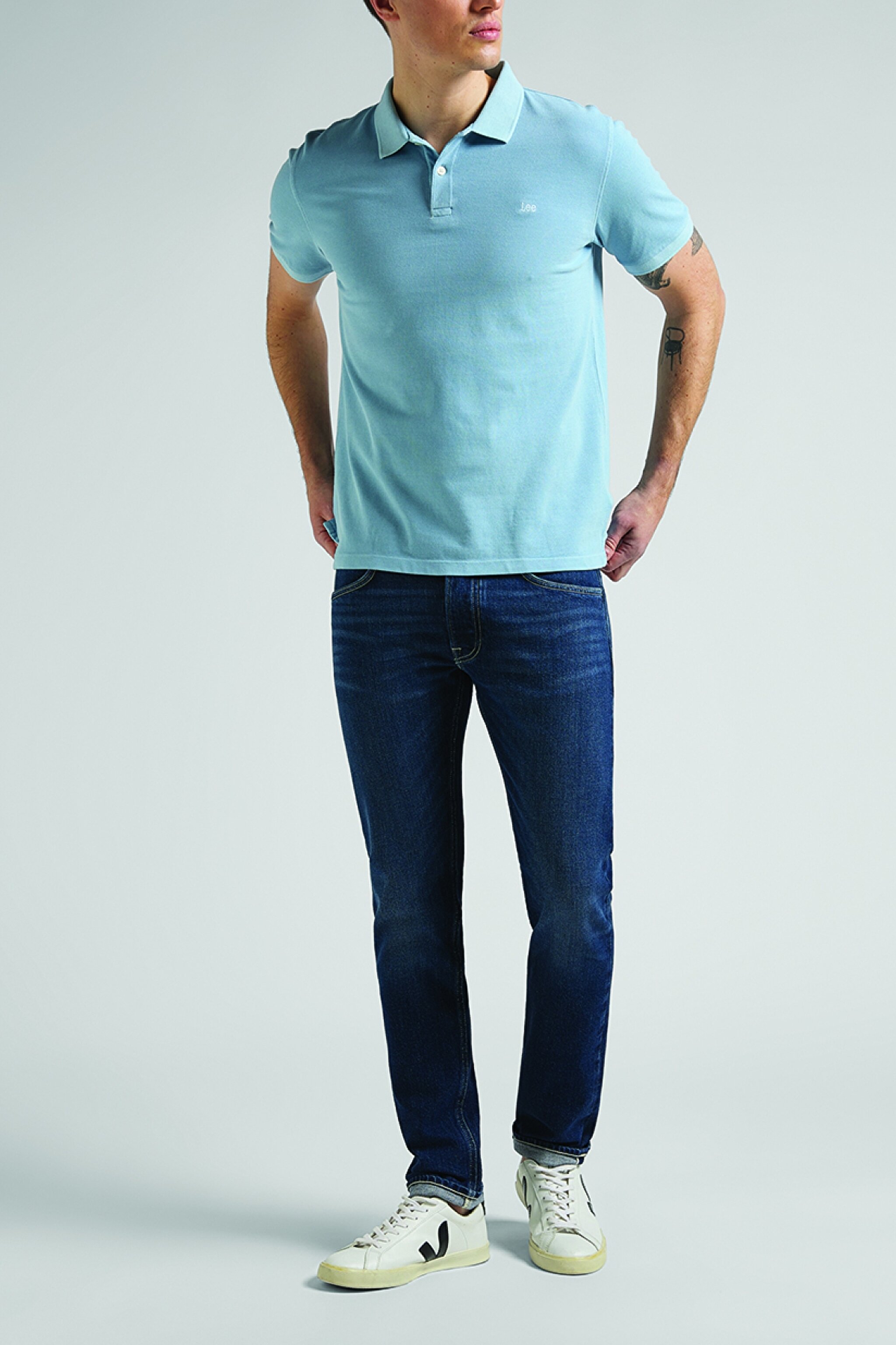 Regular Fit Rahat Kesim Polo Yaka Kısa Kollu Tişört - Ice Blue-L65CQSUY (görsel 5)
