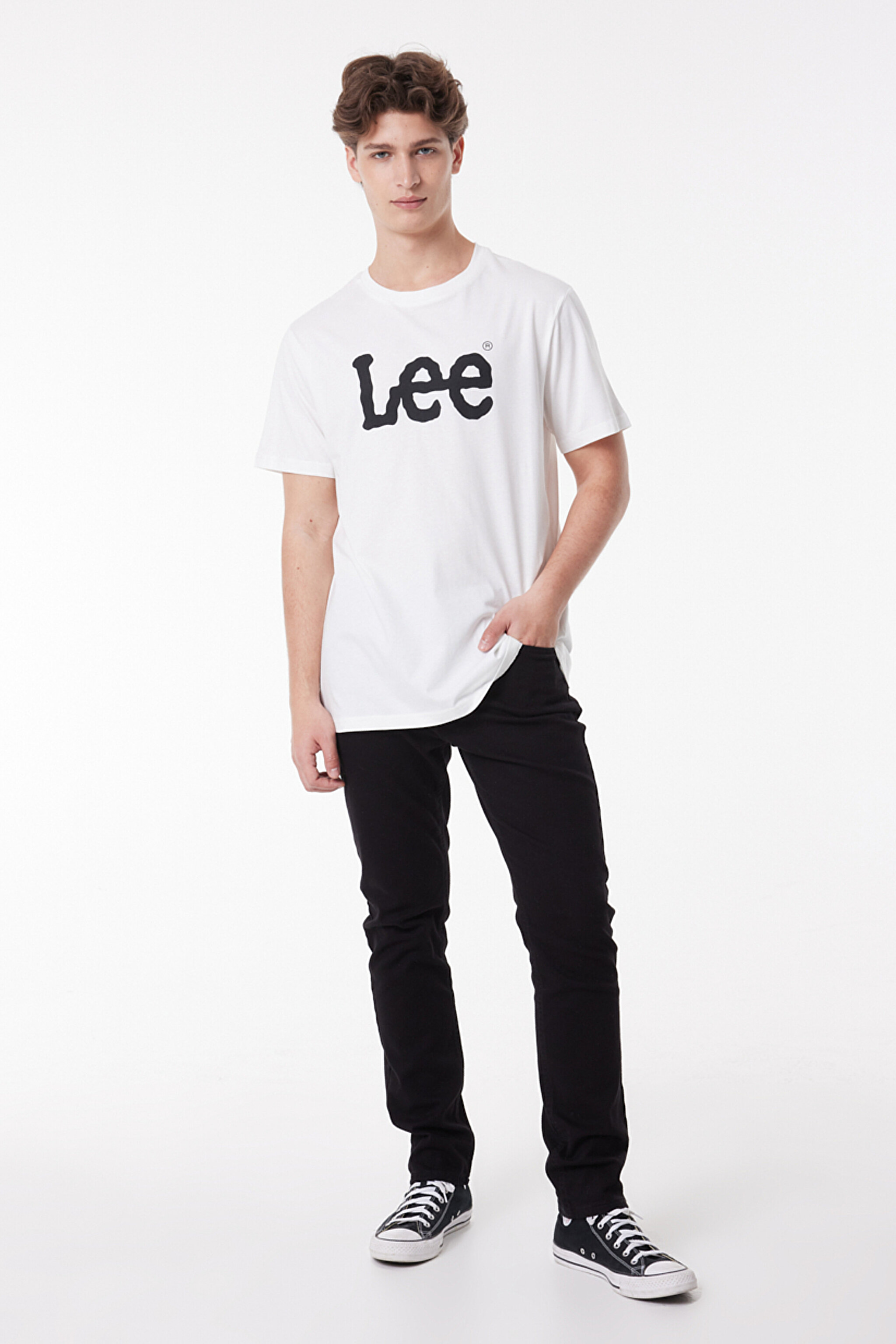 Regular Fit Normal Kesim Sıfır Yaka %100 Pamuk Logolu Tişört - White-L65QAI12 (görsel 2)