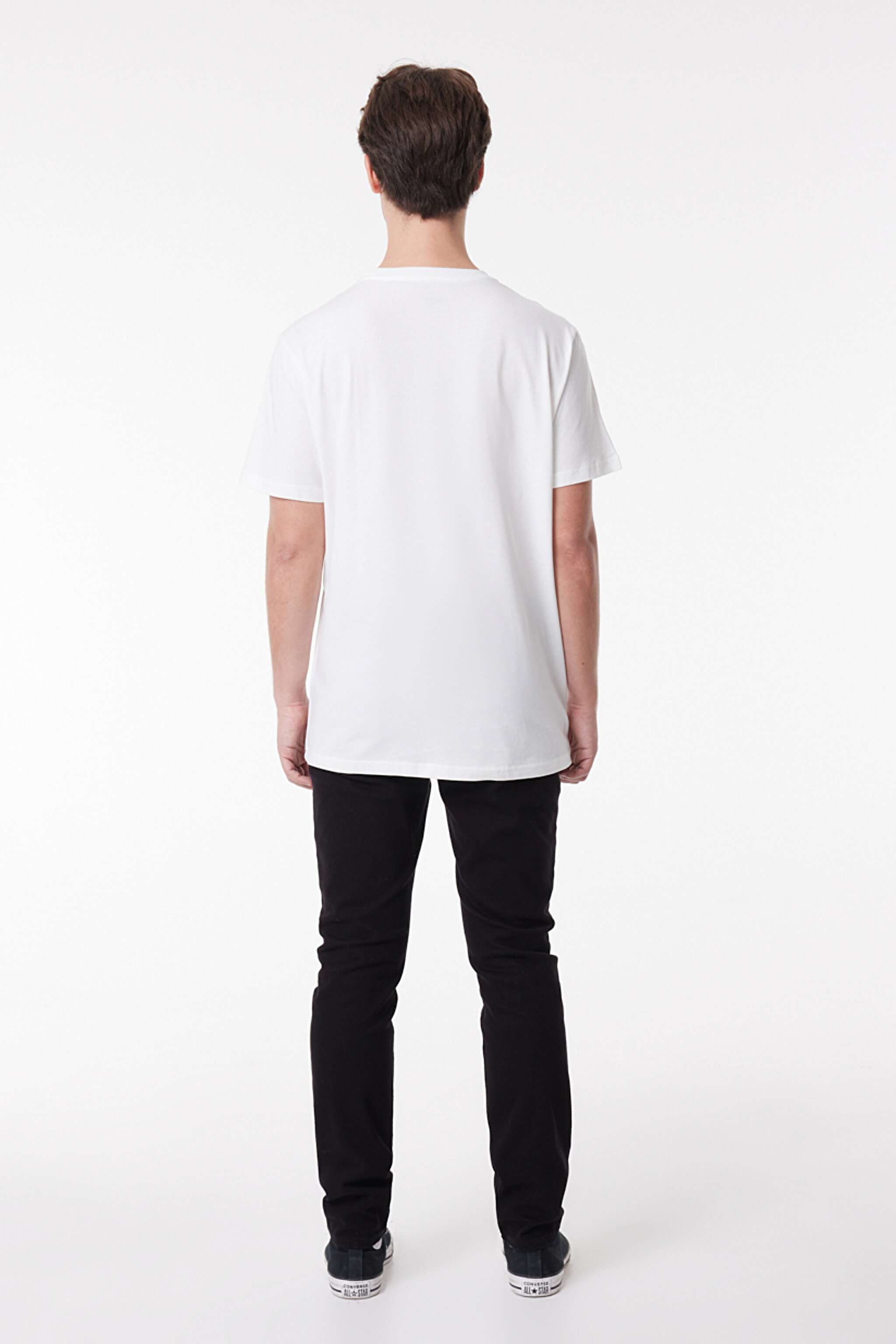 Regular Fit Normal Kesim Sıfır Yaka %100 Pamuk Logolu Tişört - White-L65QAI12 (görsel 5)