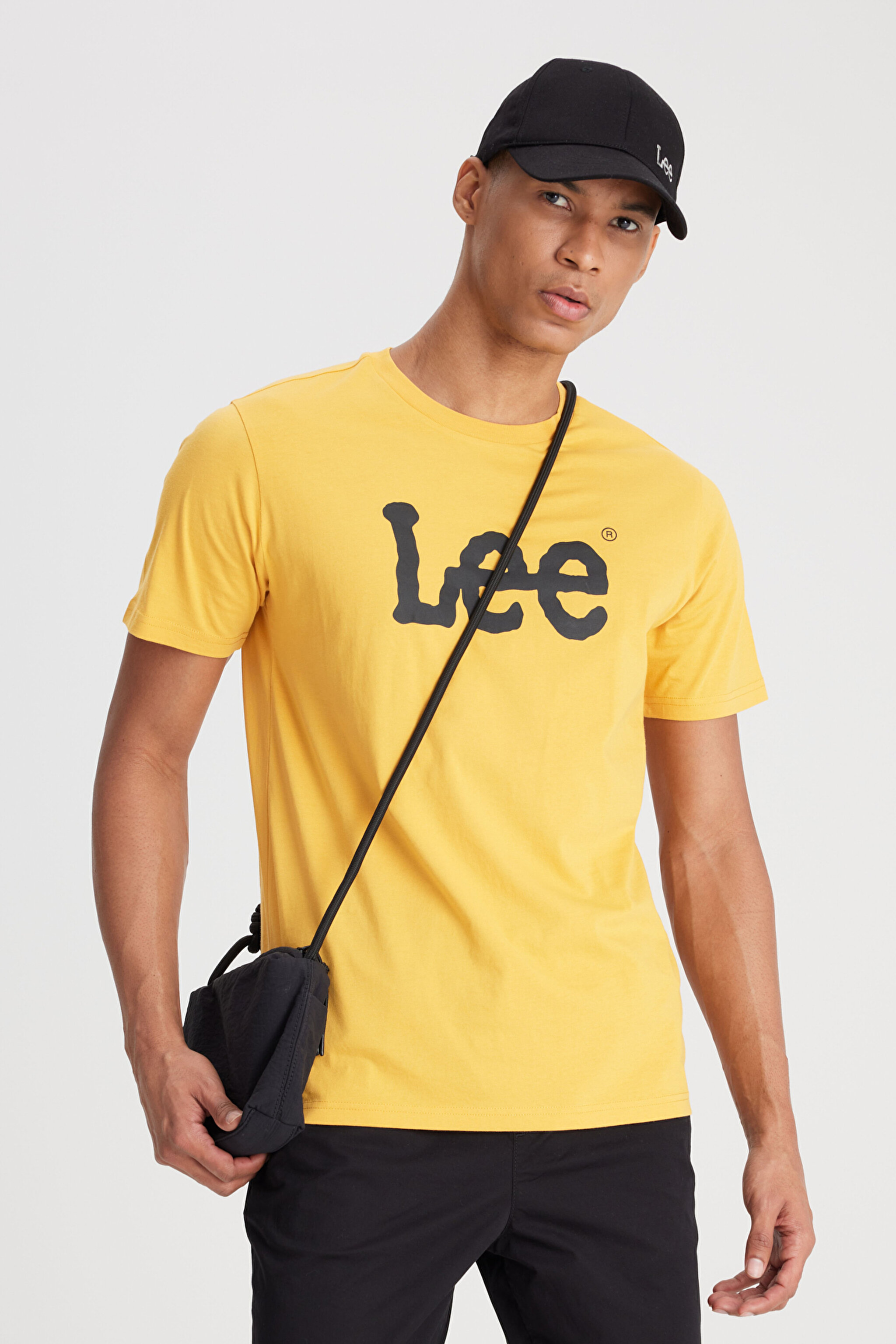 Regular Fit Normal Kesim Sıfır Yaka %100 Pamuk Logolu Tişört - Yellow-L65QAI200 (görsel 3)