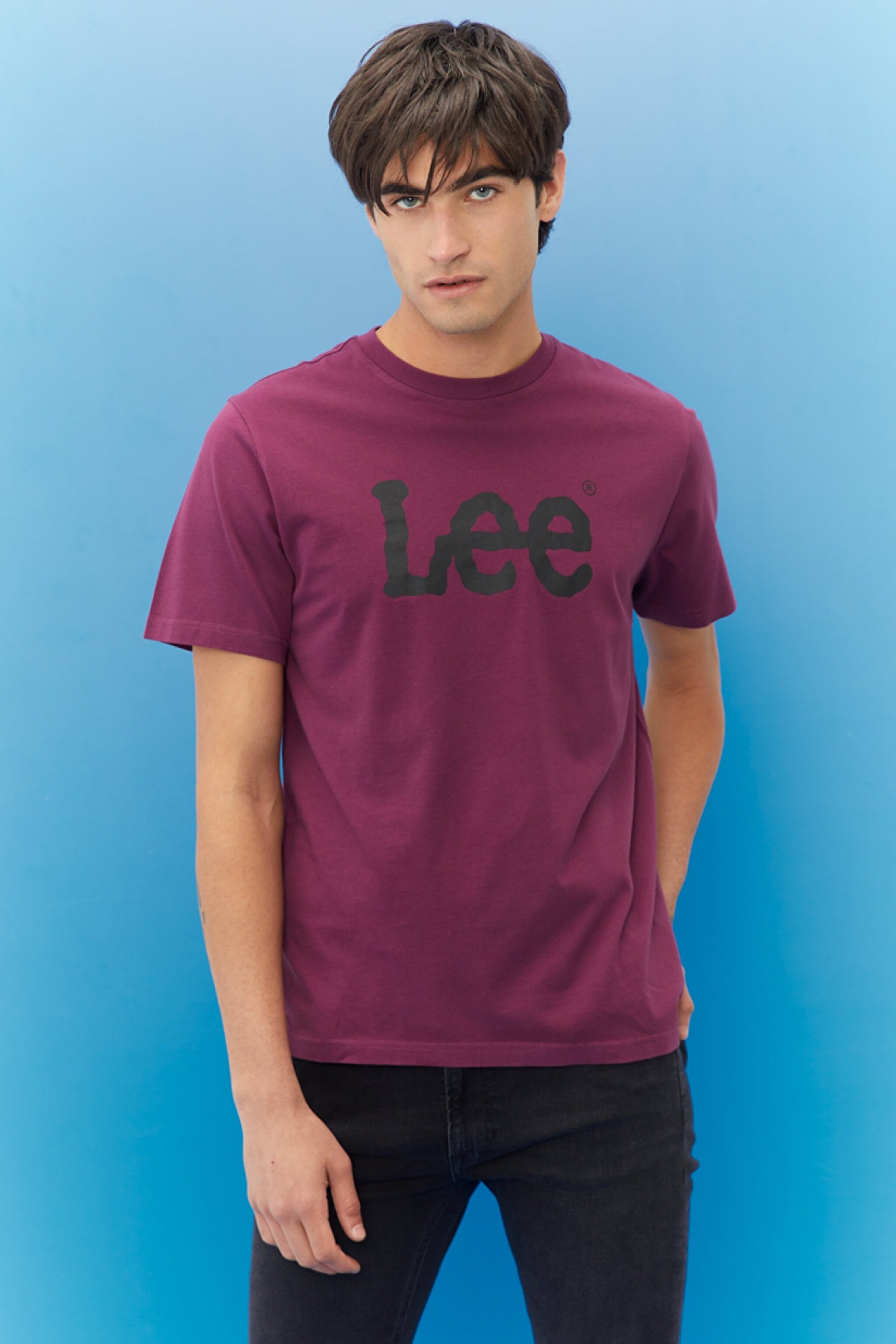 Regular Fit Normal Kesim %100 Pamuk Bisiklet Yaka Bordo Tişört - Grape Wine-L65QAI500