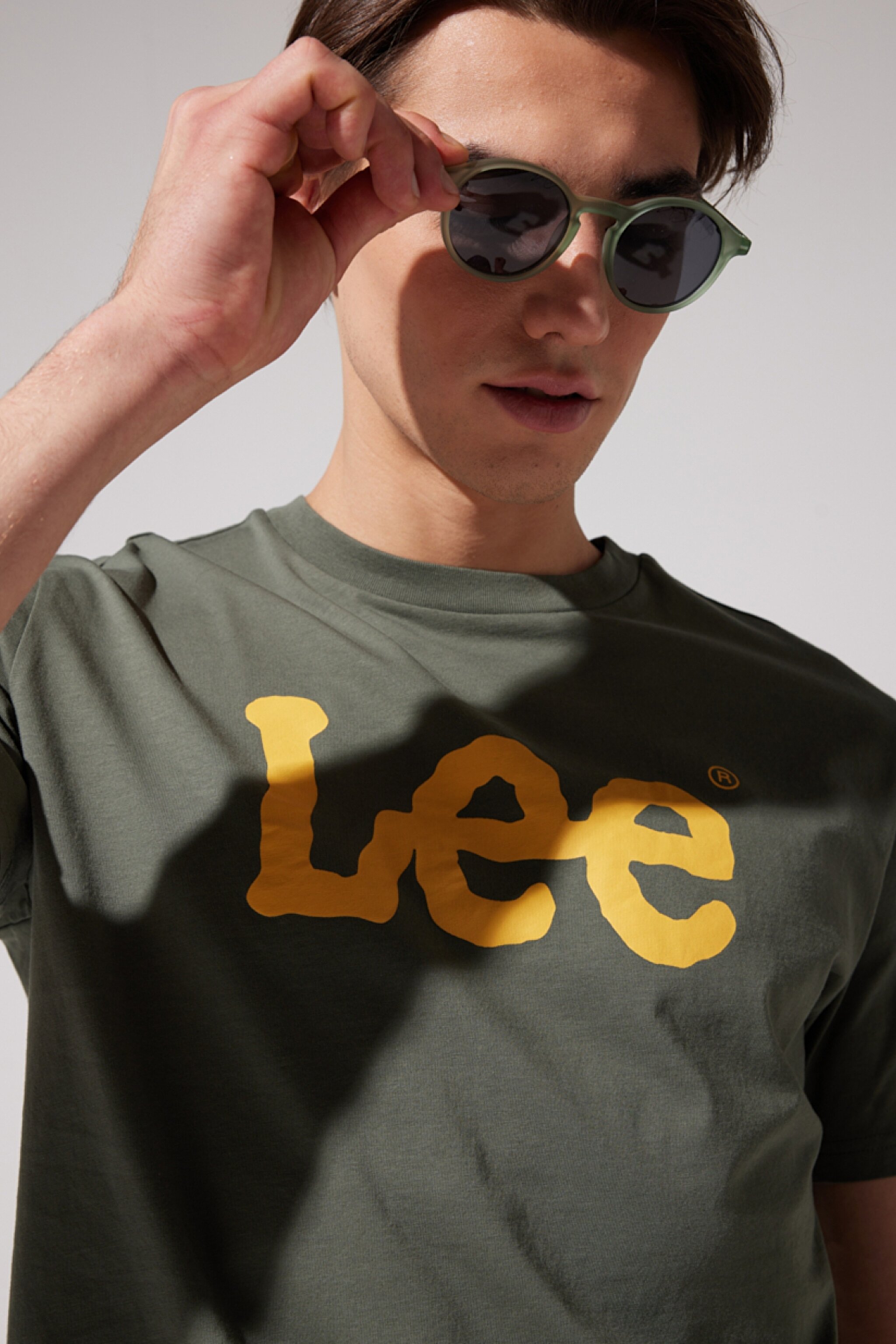 Regular Fit Normal Kesim Sıfır Yaka %100 Pamuk Logolu Tişört - Khaki-L65QAI801 (görsel 2)