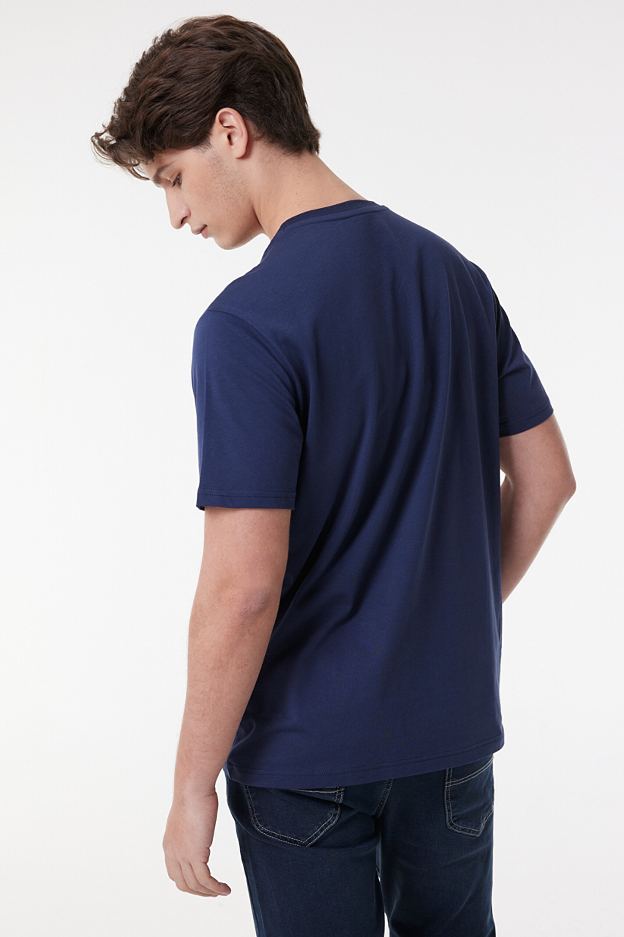 Regular Fit Normal Kesim Sıfır Yaka %100 Pamuk Logolu Tişört - Seaglass-L65QAIEE (görsel 5)