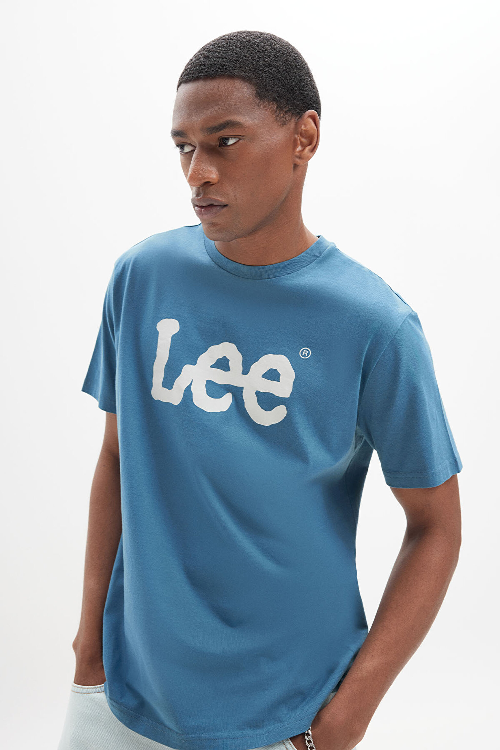 Regular Fit Normal Kesim Sıfır Yaka %100 Pamuk Logolu Tişört - Blue-L65QAIQO (görsel 2)