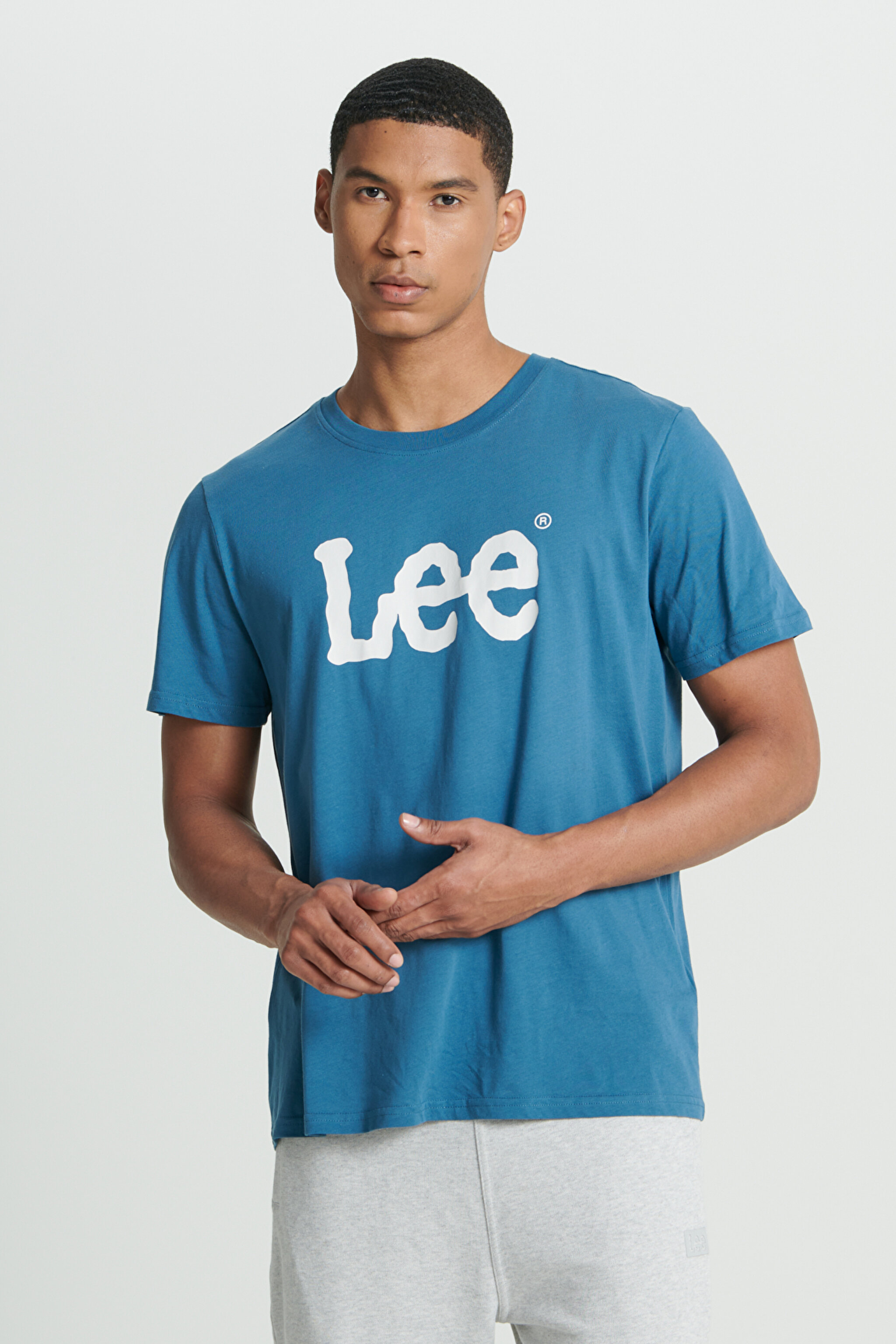 Regular Fit Normal Kesim Sıfır Yaka %100 Pamuk Logolu Tişört - Blue-L65QAIQO (görsel 4)