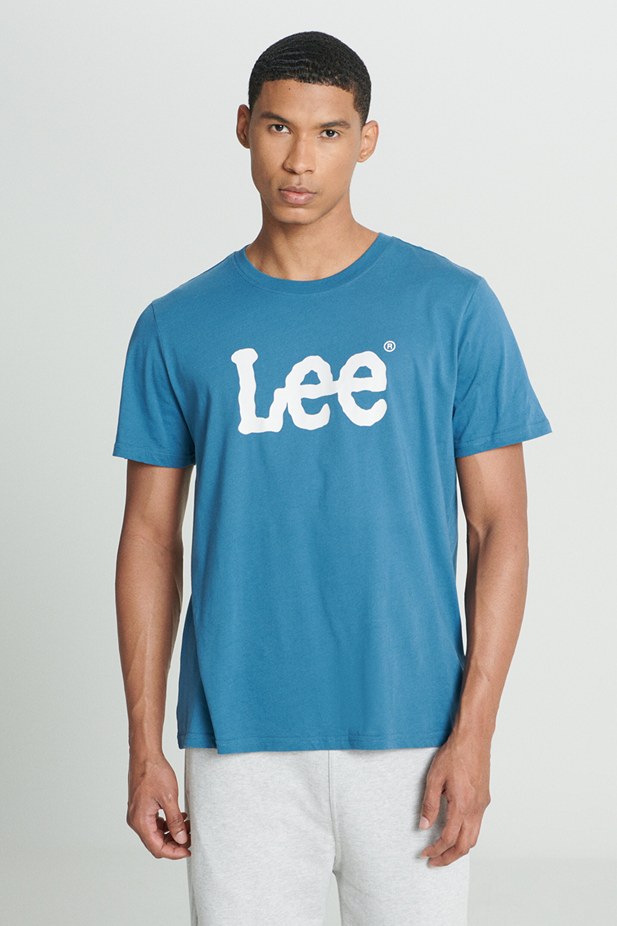 Regular Fit Normal Kesim Sıfır Yaka %100 Pamuk Logolu Tişört - Blue-L65QAIQO (görsel 5)