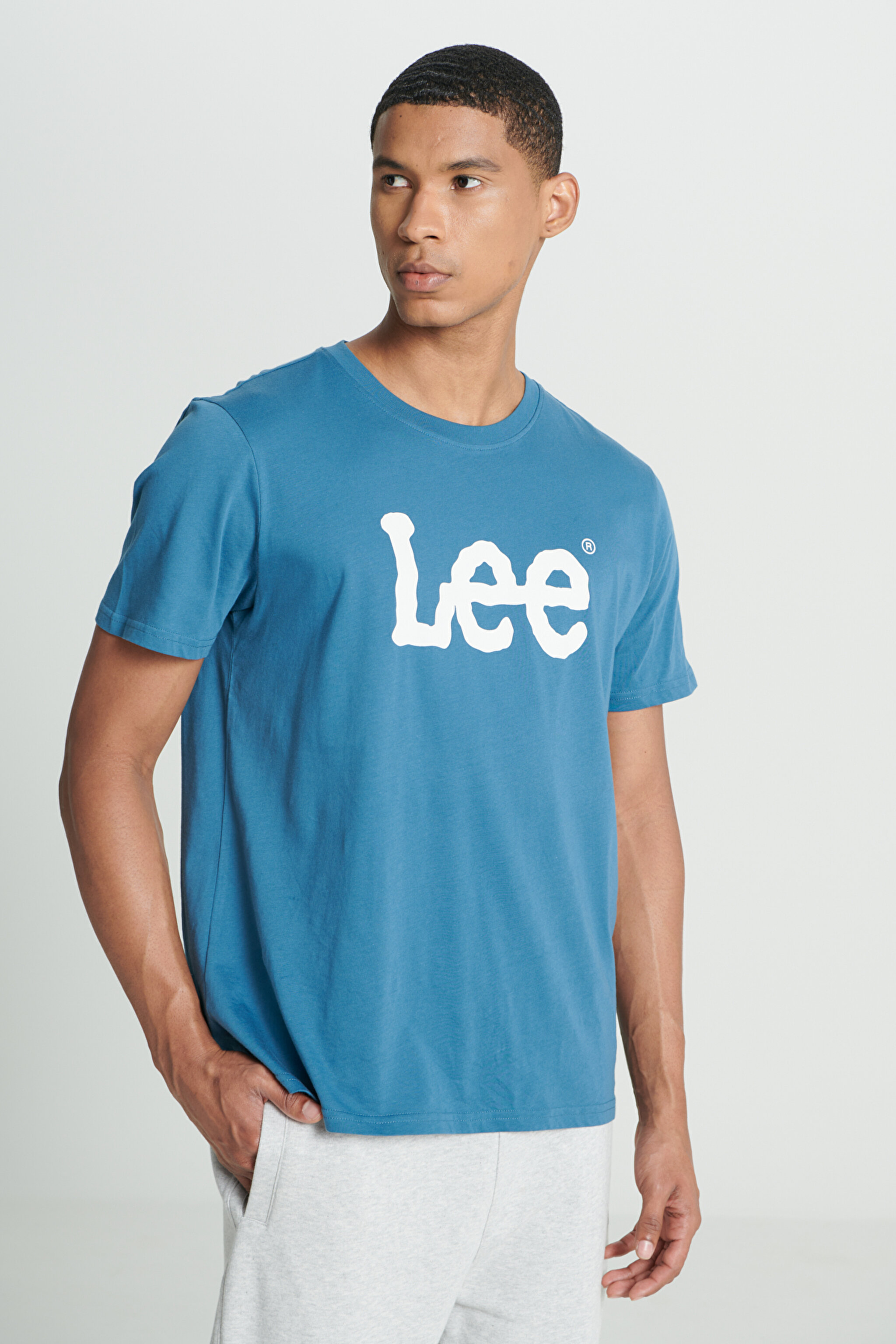 Regular Fit Normal Kesim Sıfır Yaka %100 Pamuk Logolu Tişört - Blue-L65QAIQO (görsel 6)