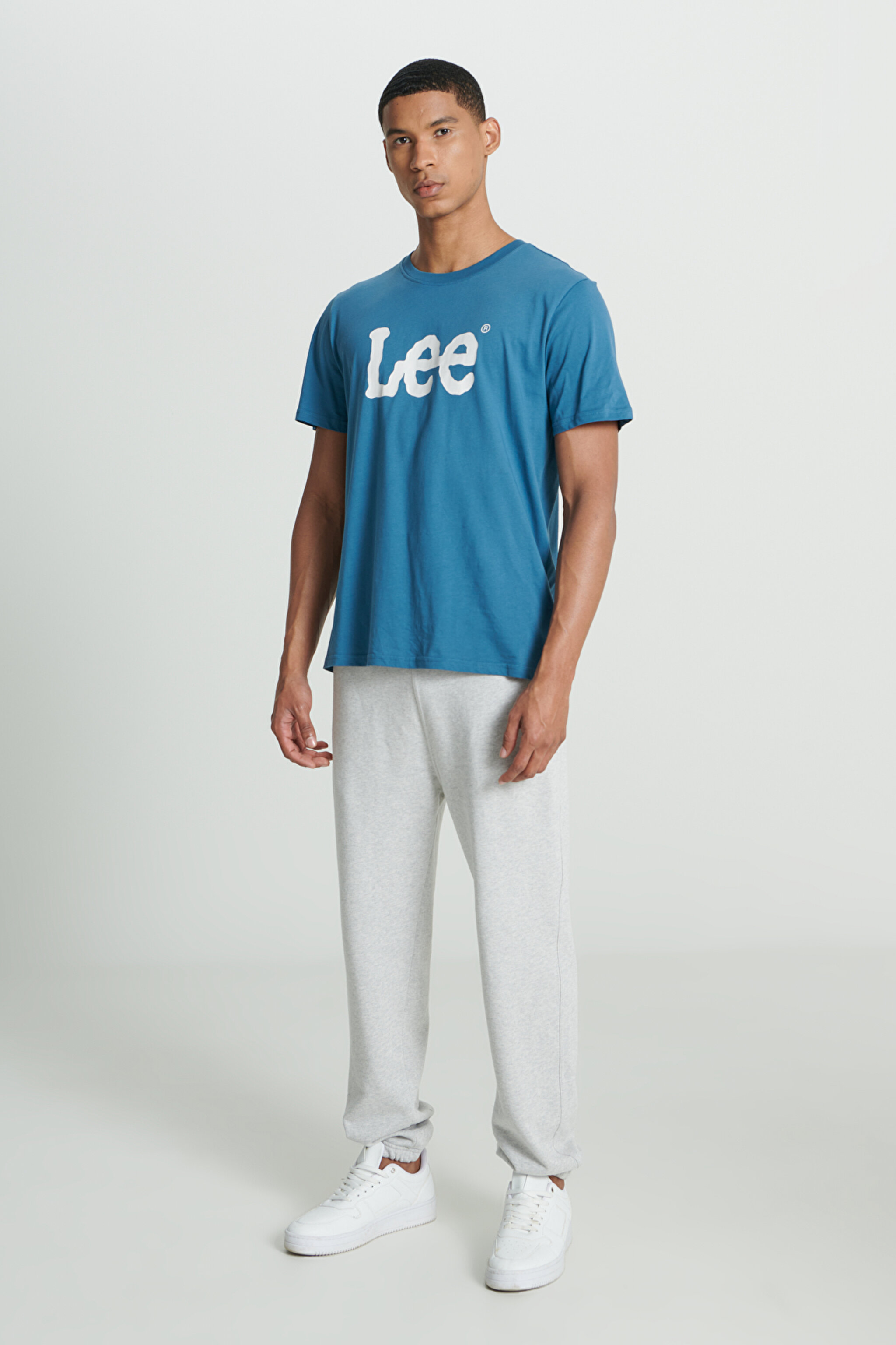 Regular Fit Normal Kesim Sıfır Yaka %100 Pamuk Logolu Tişört - Blue-L65QAIQO (görsel 7)